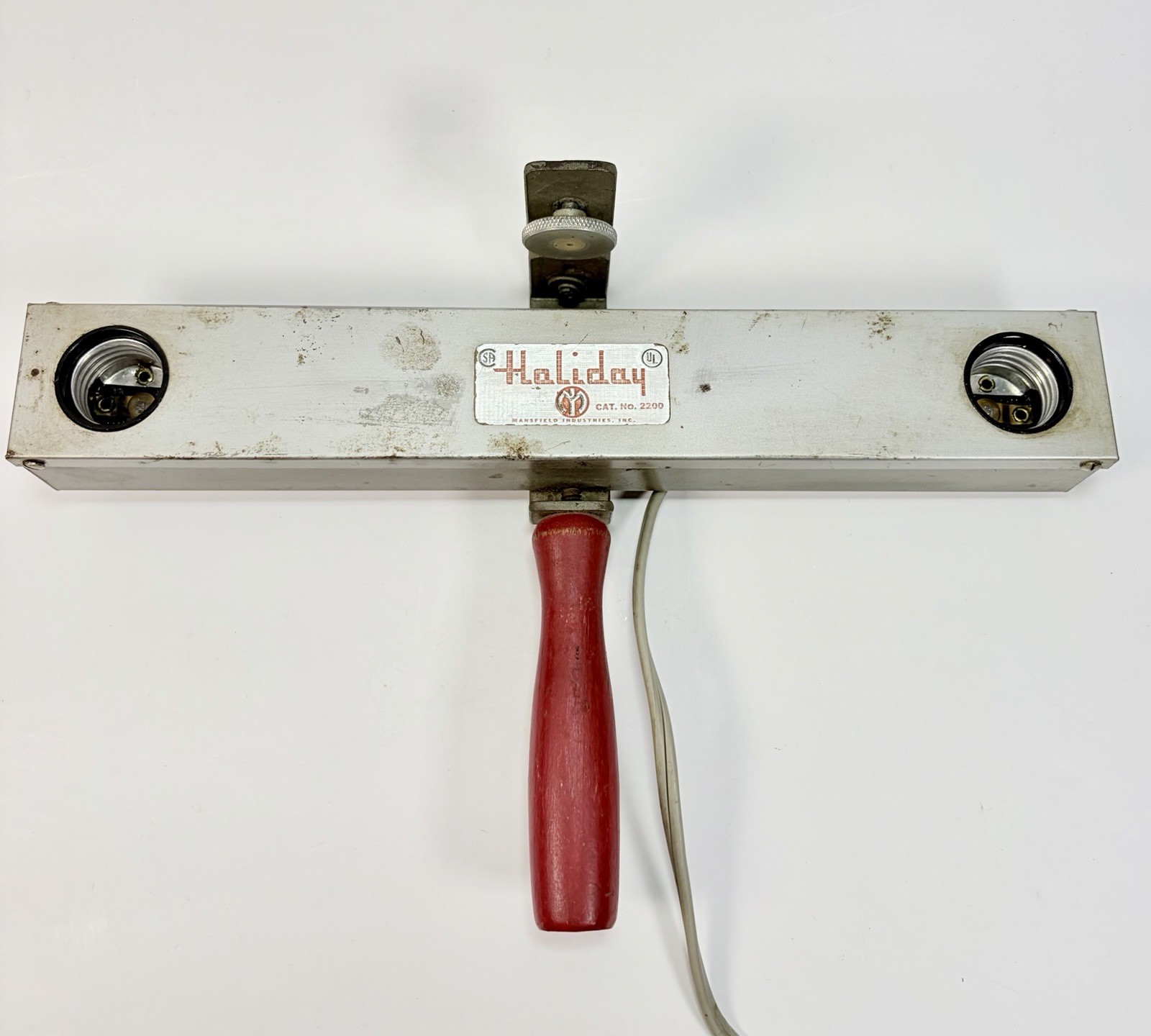 Vintage Holiday Cat. 2200 Movie Camera Light Bar Dual Lamp Red Handle Tested
