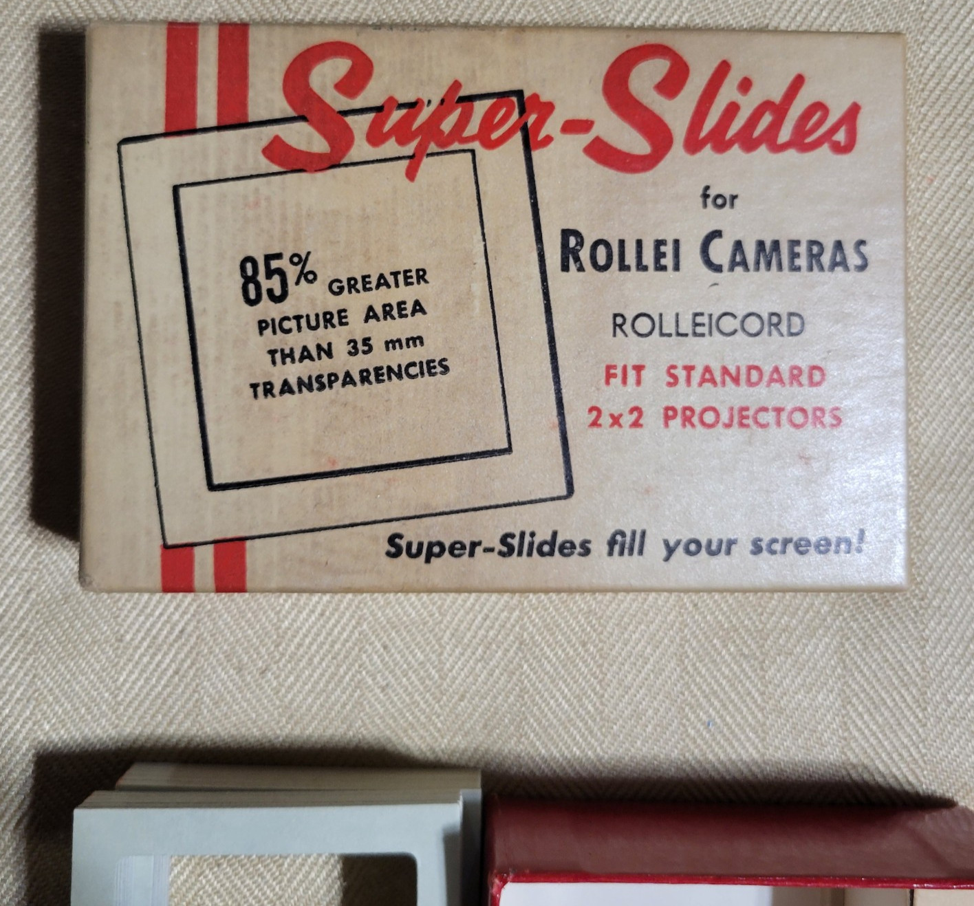 vtg 27 Super-Slides for Rollei Cameras Rolleiflex 2×2 85% greater picture area