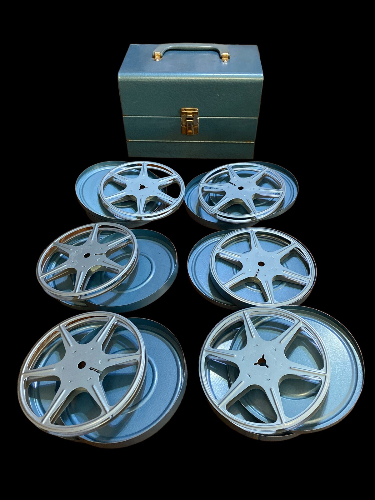 8mm Reels & Storage Case SCHERER CO USA 6 Metal Reels ~Cams ~ 12 Slot Case Vint