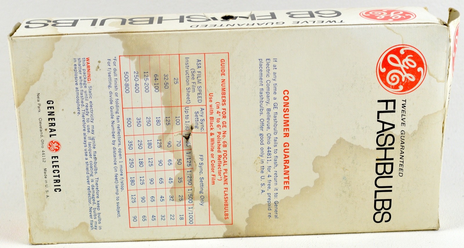Vintage General Electric GE 6B Blue Camera FlashBulbs 11 Bulbs