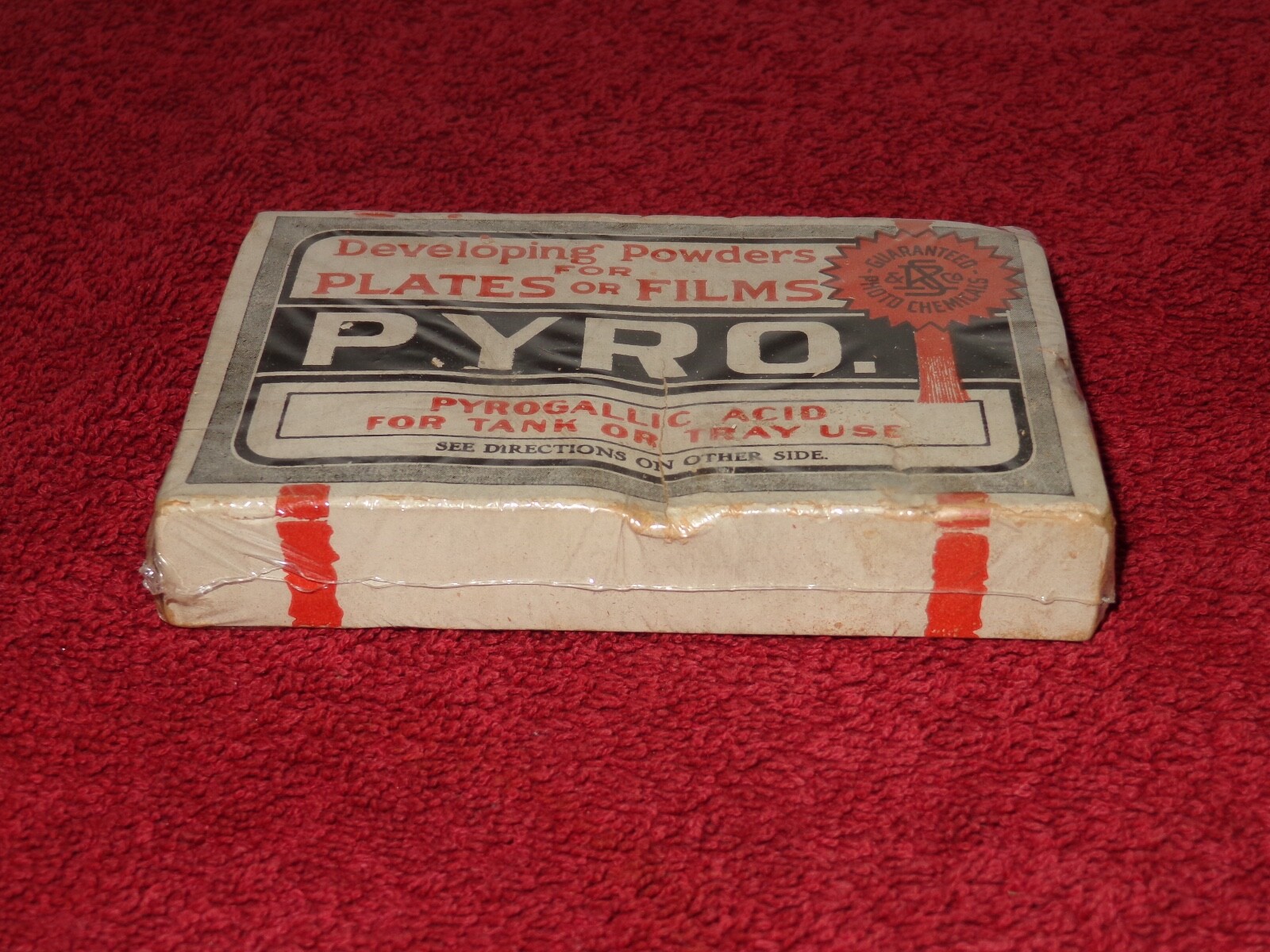 ANTIQUE 1910 PYRO NOS FILM DEVELOPING POWDER FOR A CAMERA! SEALED 115 YRS OLD B5