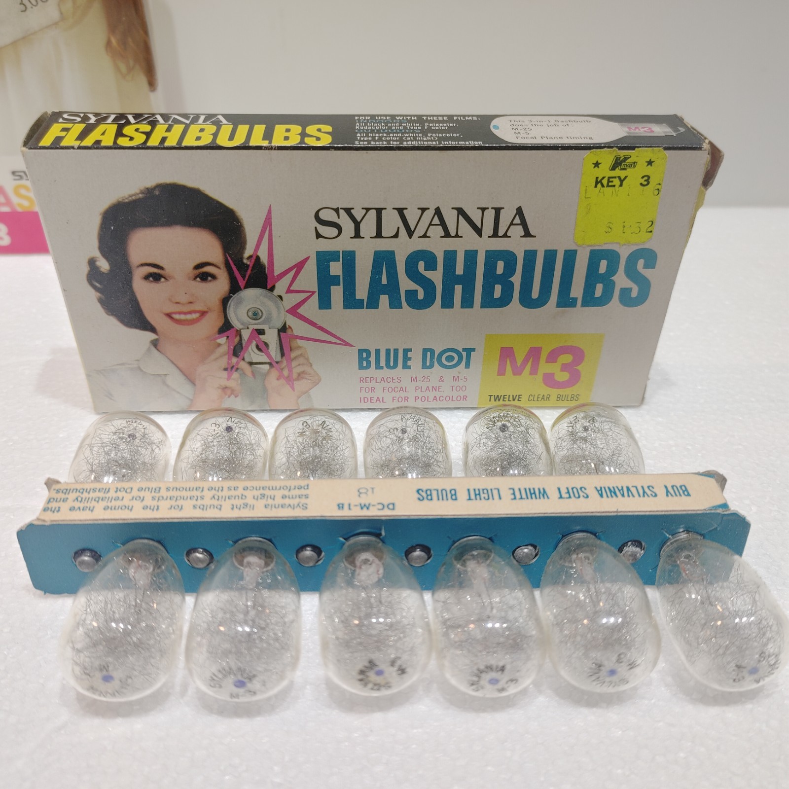 NOS ~ Lot of 2 ~ Vintage SYLVANIA Blue Dot M3 Flashbulbs ~ 12 Bulbs/Box