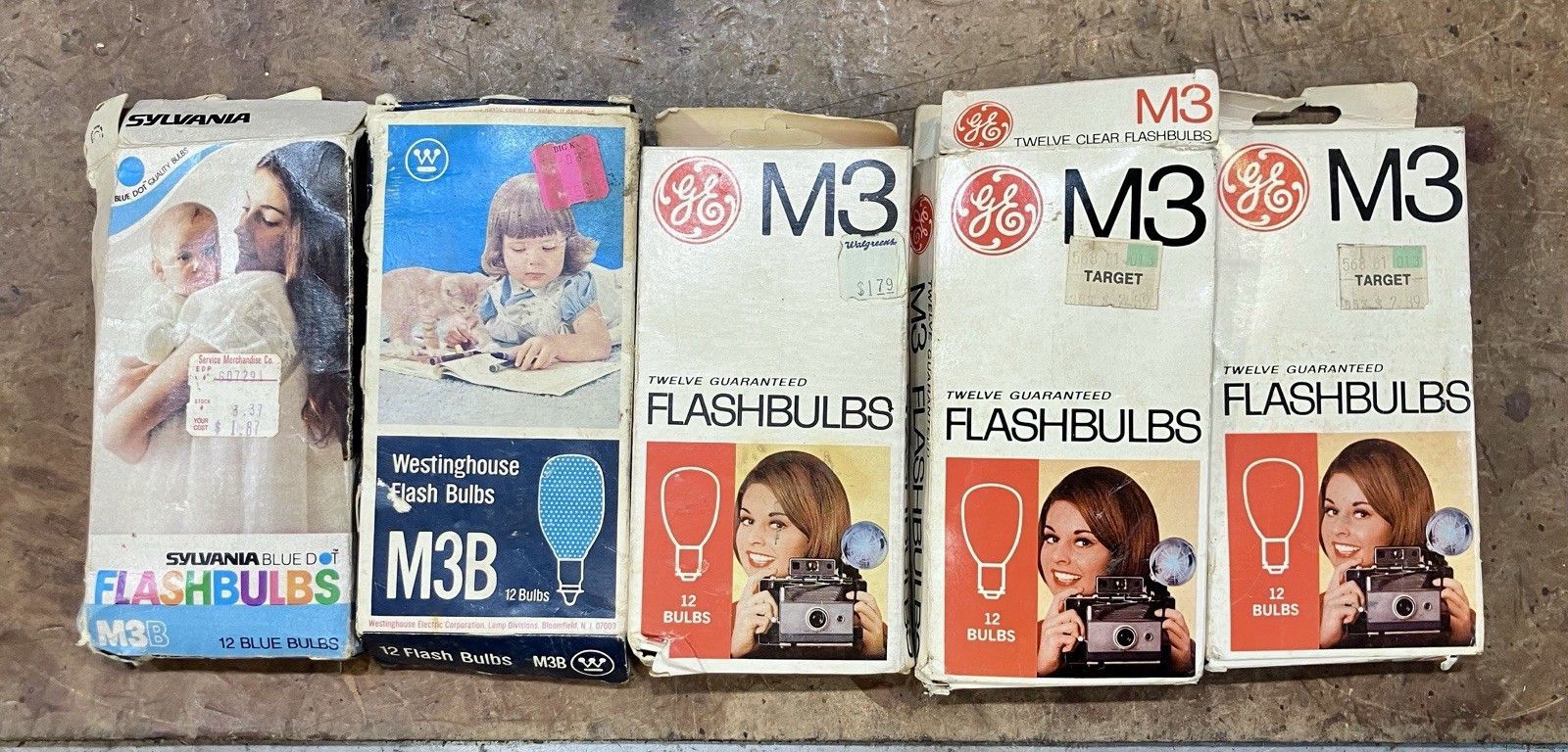 Vintage Lot • 43 Sylvania, Westinghouse & GE • M3 & M3B Flash Bulbs • Untested