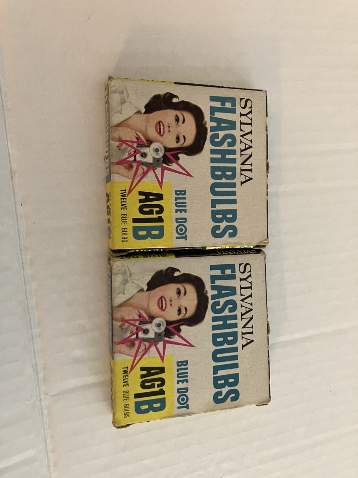 Sylvania Flashbulbs Blue Dot AG1B Lot of 2 Boxes Vintage Blue Bulbs
