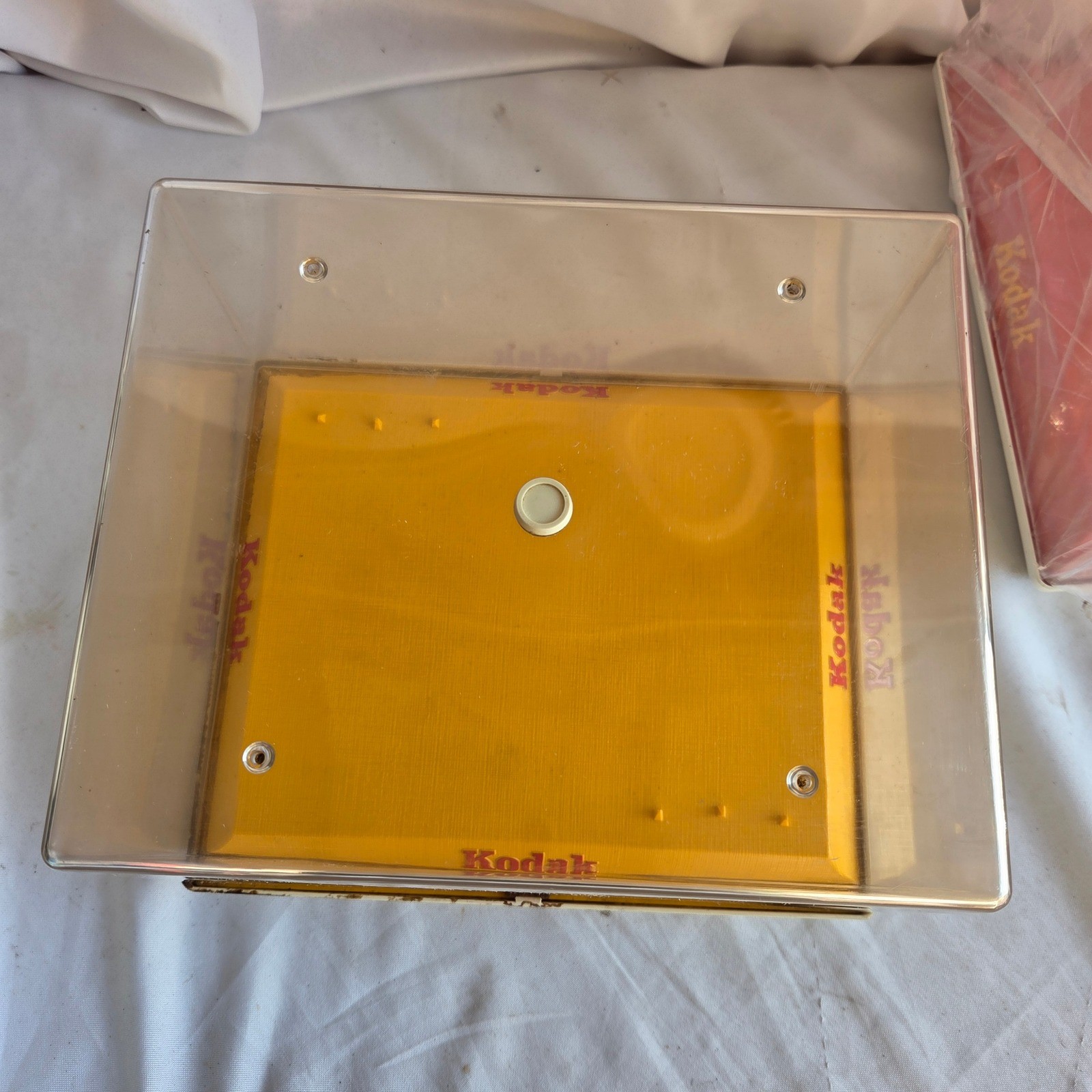 Vintage Kodak Camera Display Case Yellow Red Logo Acrylic Dust Cover Box