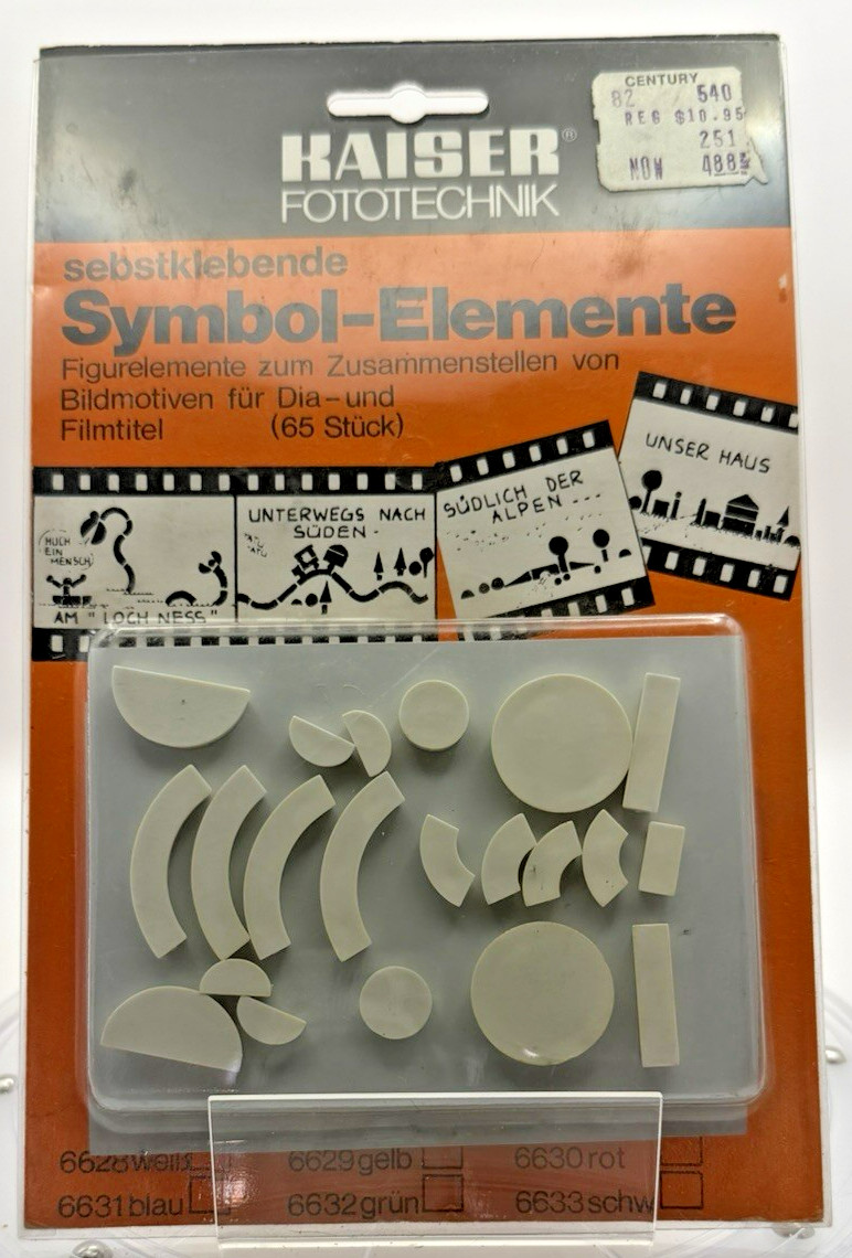 Vintage Kaiser Fototechnik Titling Symbols for Slides & Film Blue NOS Germany