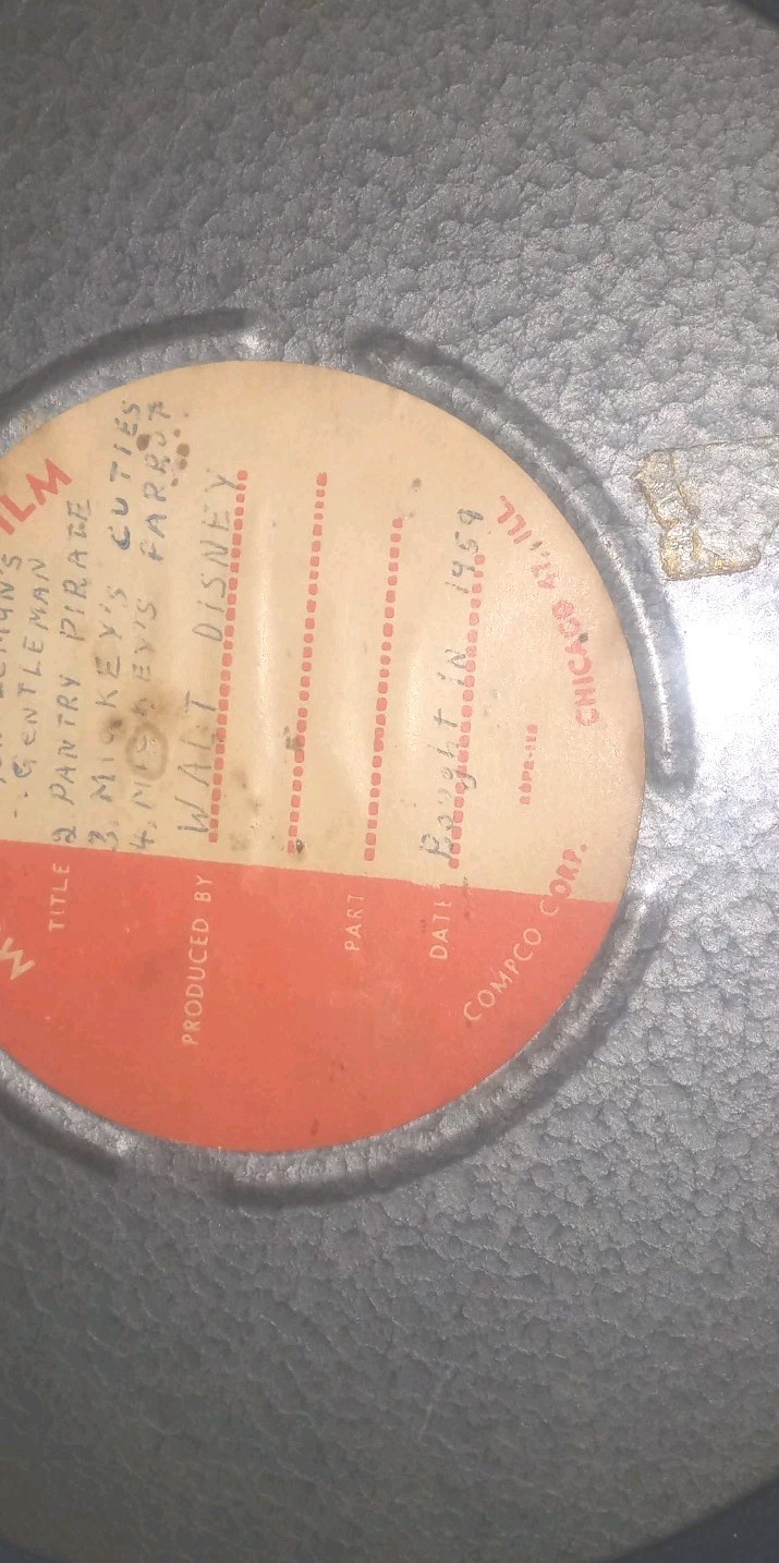 vintageWaltDisneyFilmReelCanister&Tape from1959*Pantry pirate, And 3 More Shows