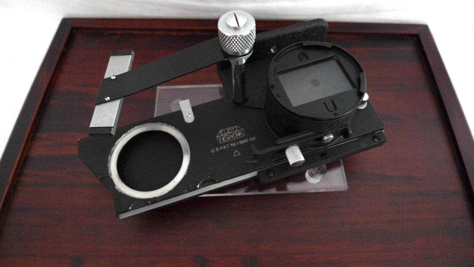 Vintage Leica Sliding Focusing Copying Attachment – Wood & Acrylic Display Case