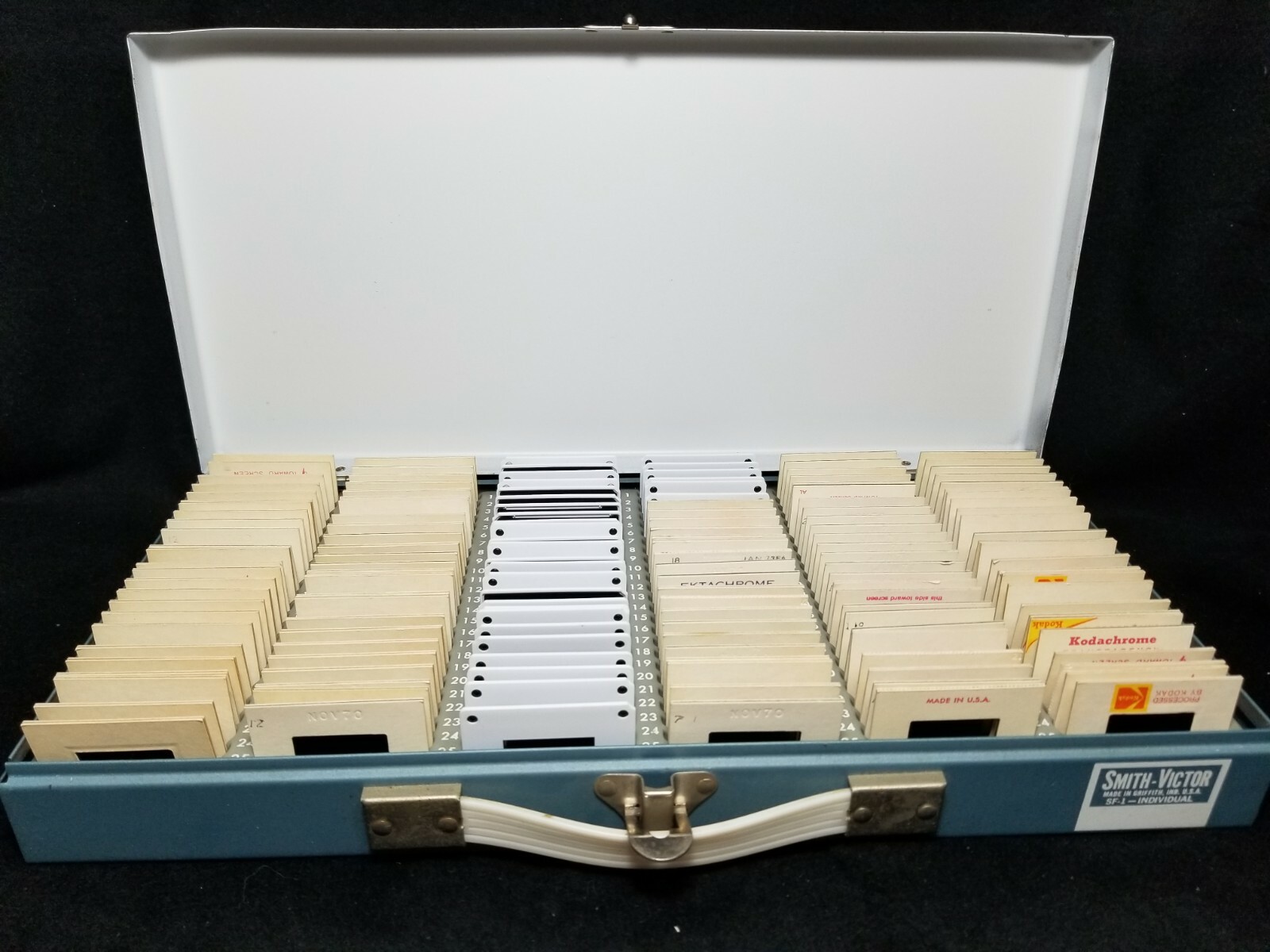 Vintage 150 35 mm 2×2 Slide Lot 1970’s Family in Smith Victor Storage Case
