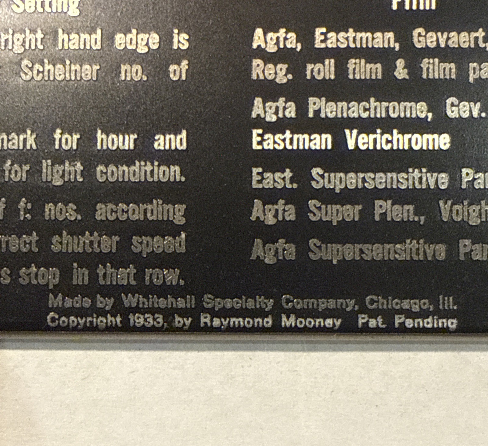 RARE ANTIQUE 1933 Photography Exposure Scale Metal “Quick-Set” Slide Meter