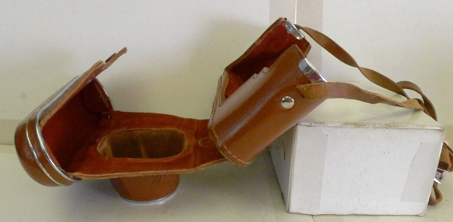 Russian Kiev 2-Part Brown Snap Close Fitted Leather Camera Case with Strap -Used
