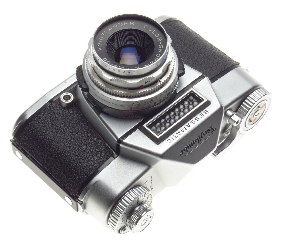 Voigtlander bessamatic slr film camera skopar x 1:2.8/50 lens filter hood meter