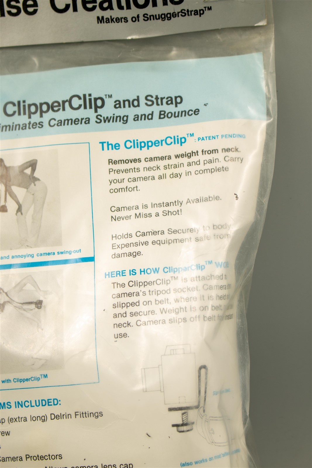 Vintage ClipperClip & Camera Strap -Tripod Socket / Waist Belt Attachment -Blue