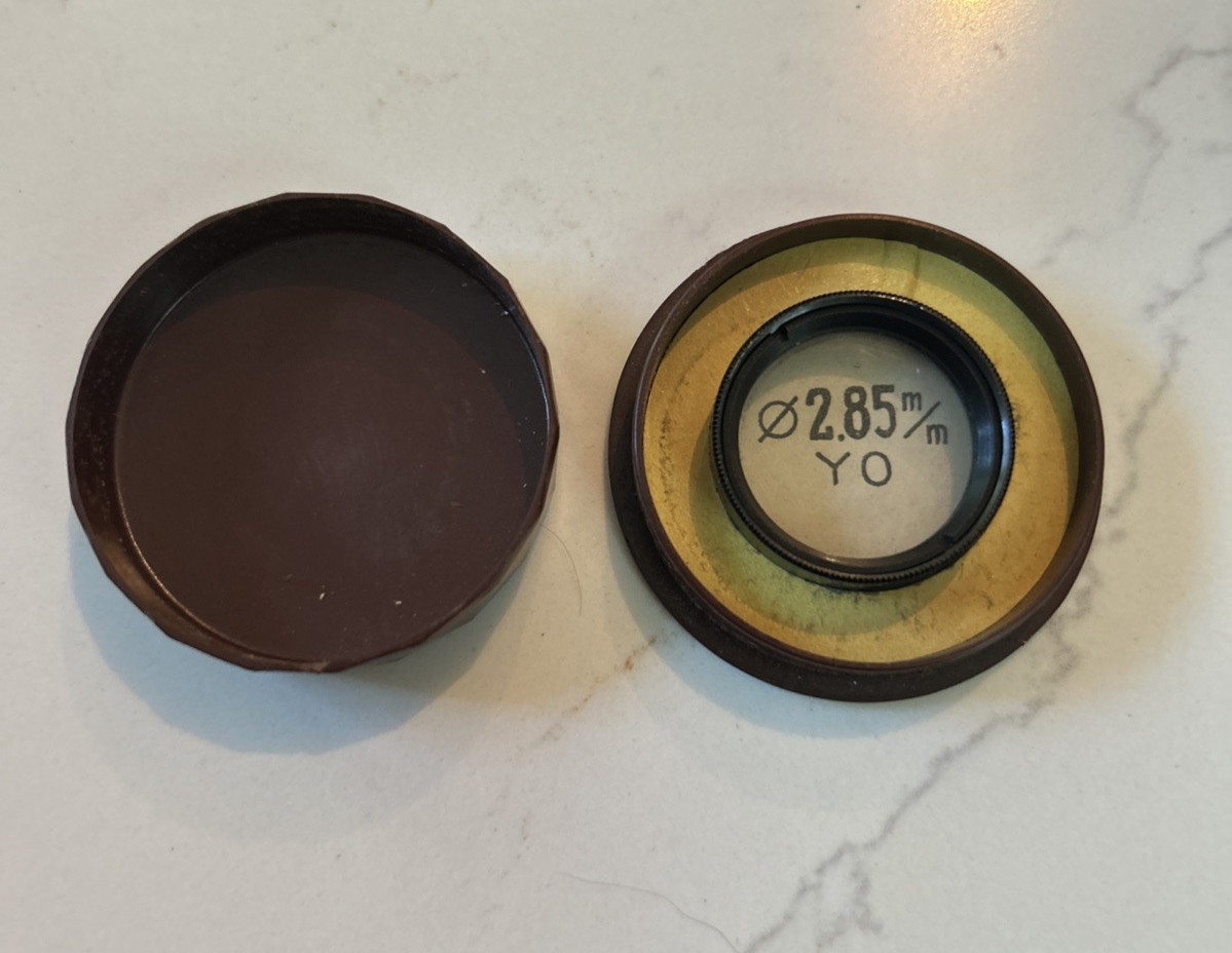 VINTAGE KENKO BAKELITE BROWN 45 MM YELLOW FILTER HOLDER & ECKO FILTER