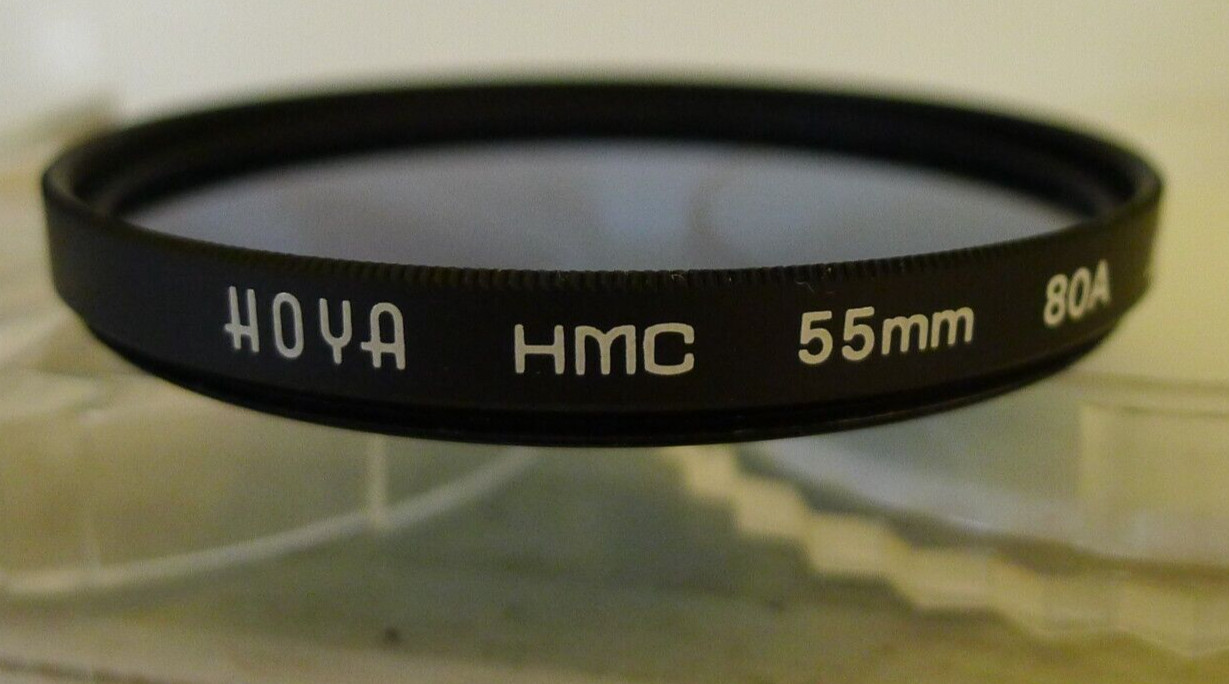 HOYA HMC 55mm 80A Blue Filter with Original HOYA Protective Case – Made in Japan