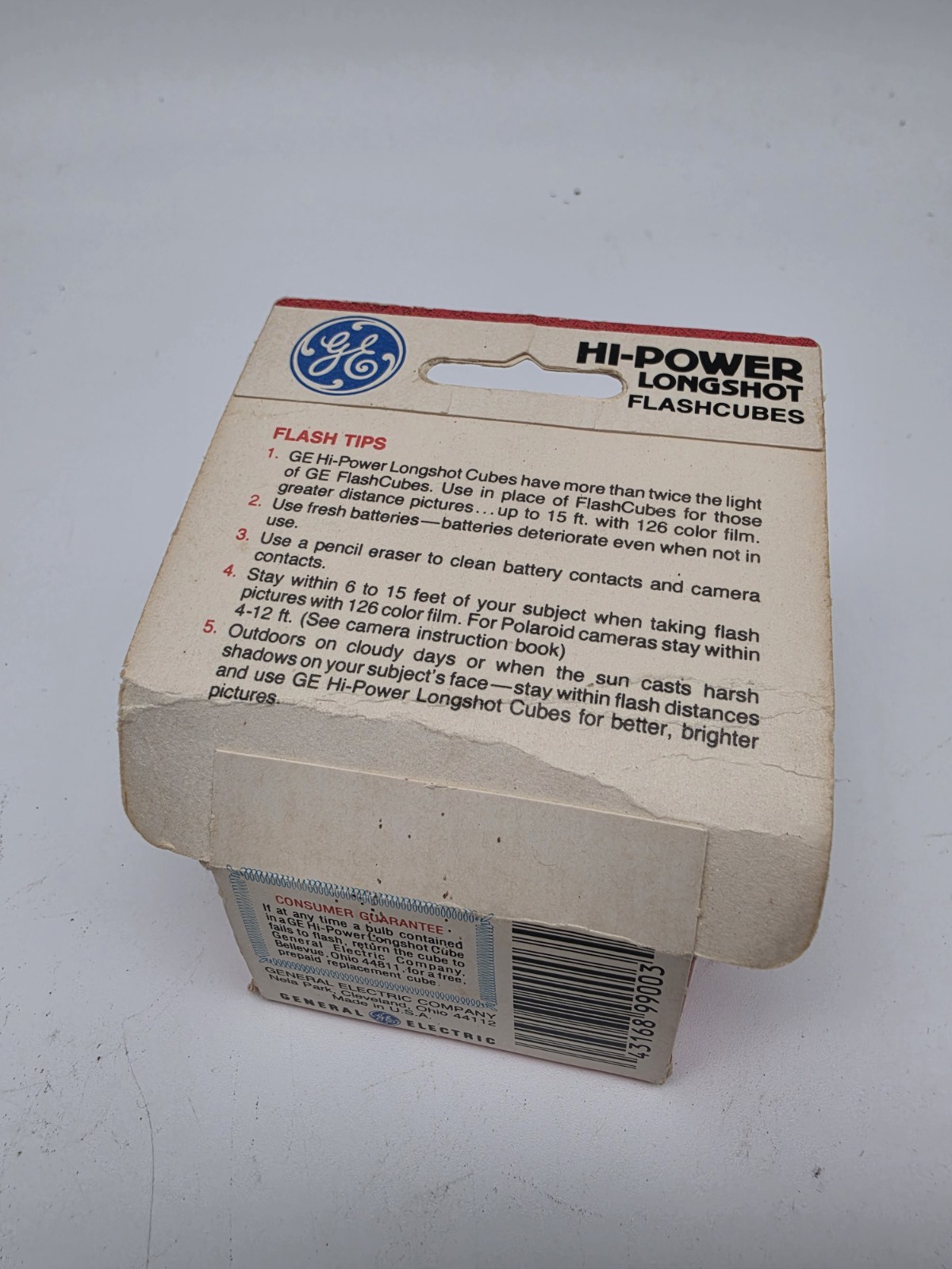 Vintage GE Hi-Power Longshot Flash Cubes Box of 2 Cubes-8 Flashes NOS