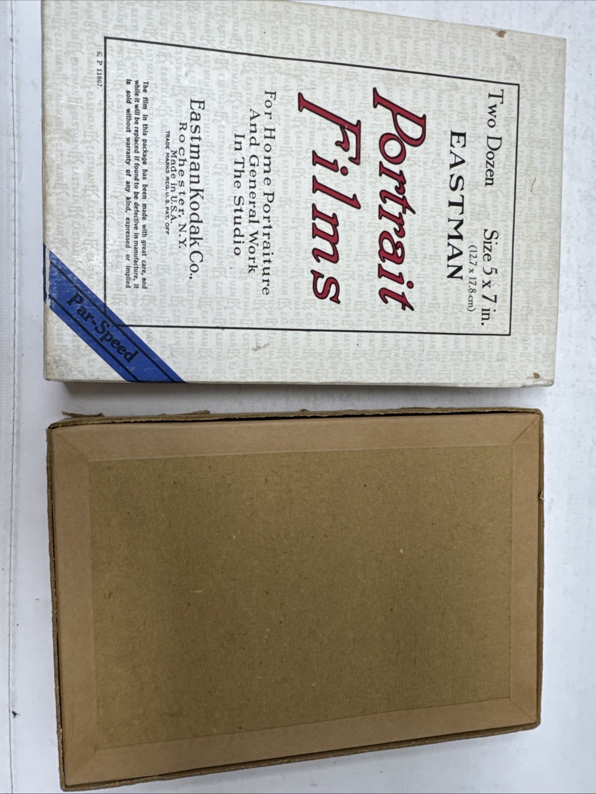 Antique Eastman Kodak Portrait Films Box with Film Par-Speed For Display