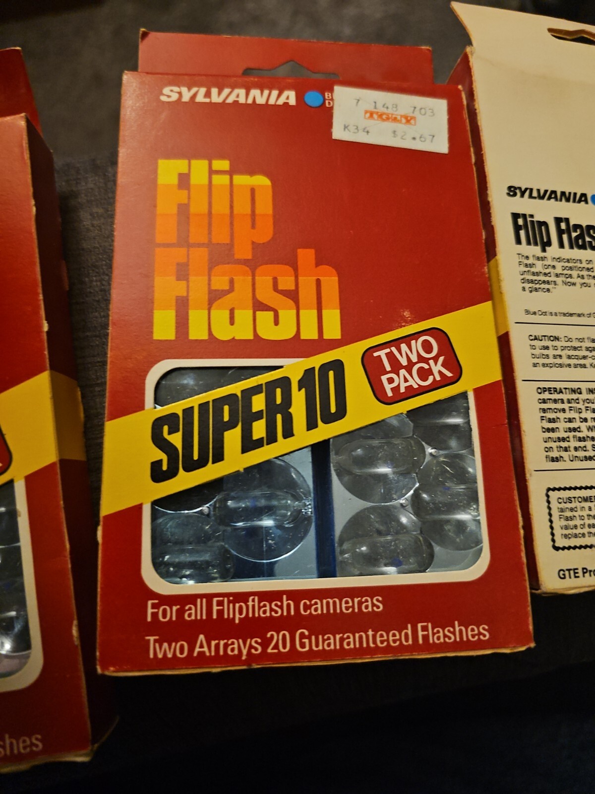 Lot of 3 Sylvania FlipFlash Super 10 Two Pack Blue Dot Flashbulbs Flashbar