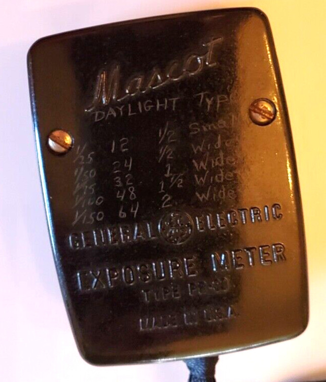 General Electric Mascot Type PR-30 Camera Exposure Meter w/ Strap Vintage 1950s