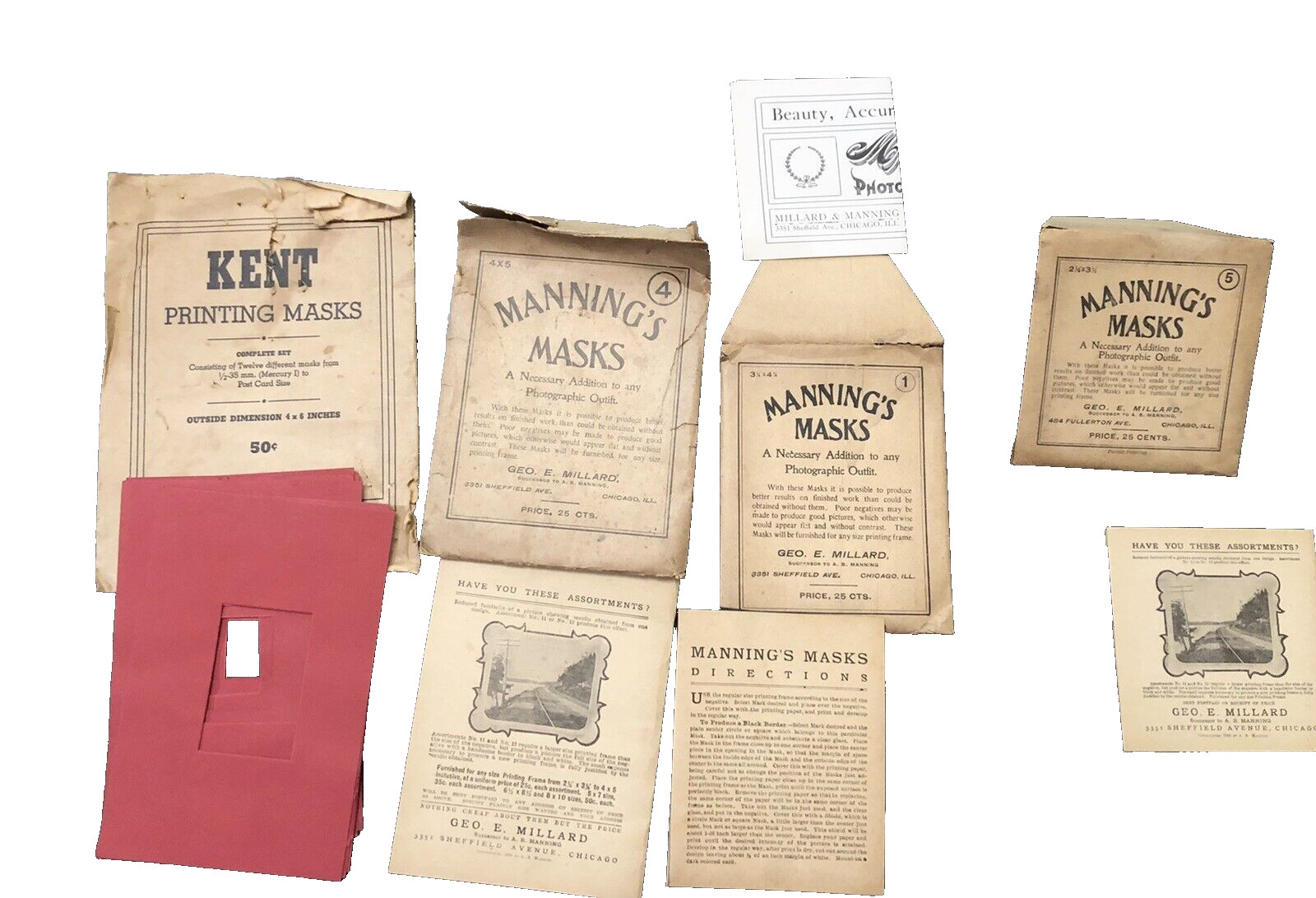Mannings Masks Kent Printing Masks Early 1900’s Vintage Photography LOT RARE
