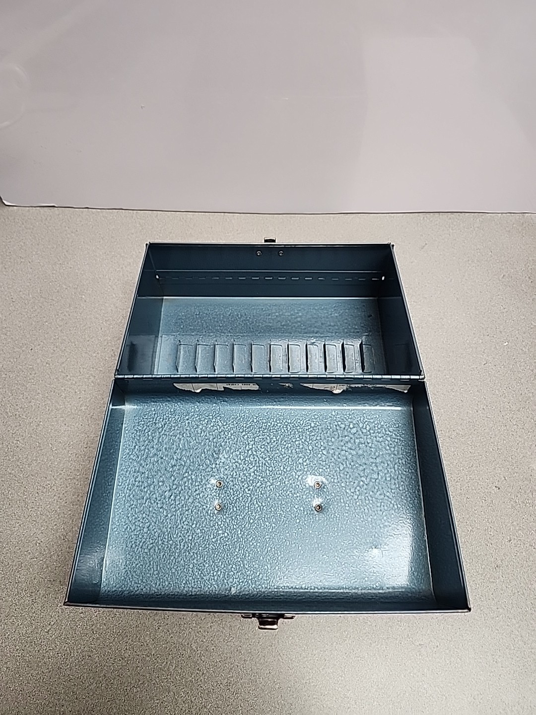 Metal Blue 8mm Movie Reel Chest Box 12 Slot Film Storage Case