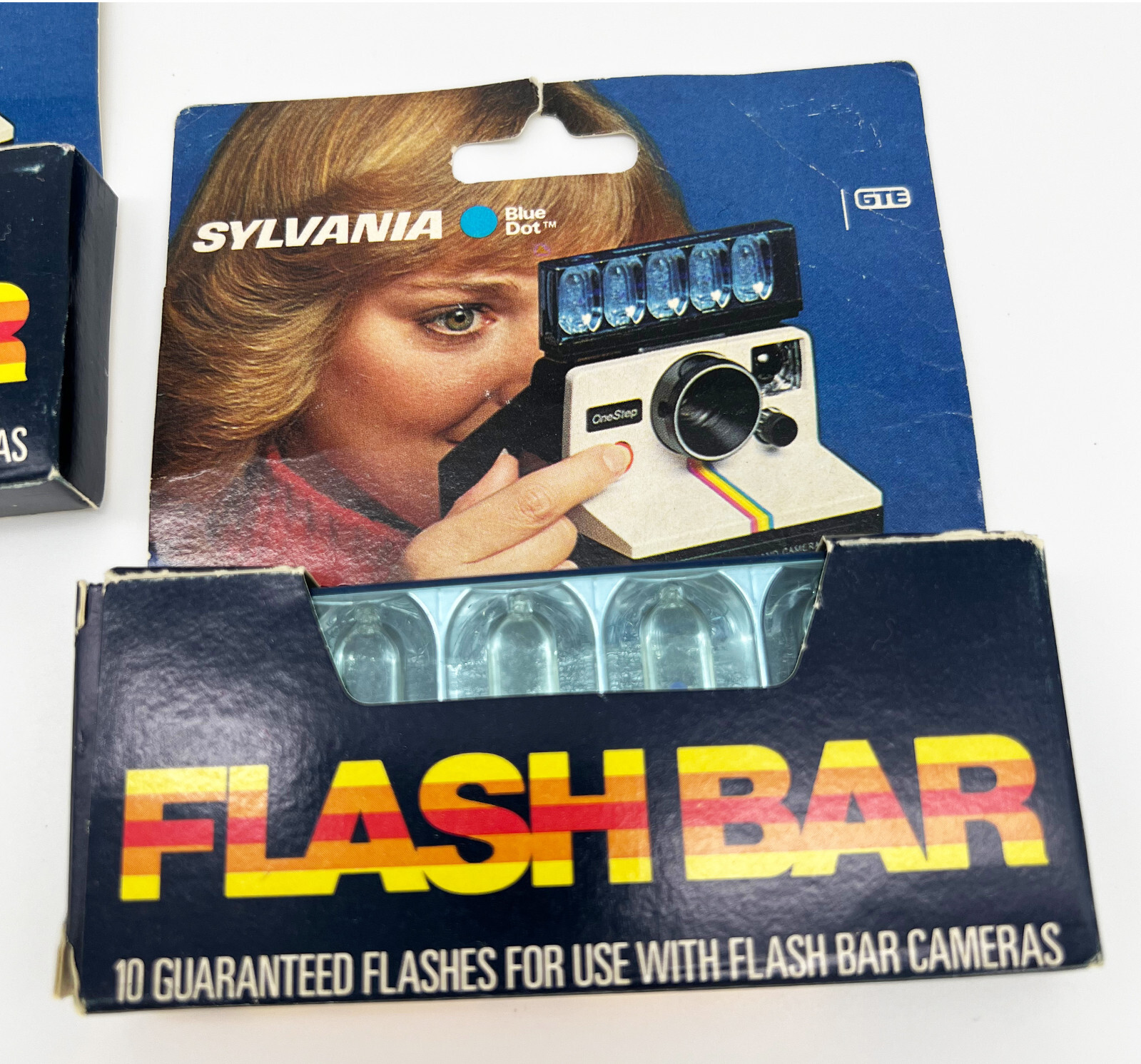 NOS 2 Sealed Packages Sylvania Blue Dot Flash Bar 10 Flash Cube Polaroid Camera