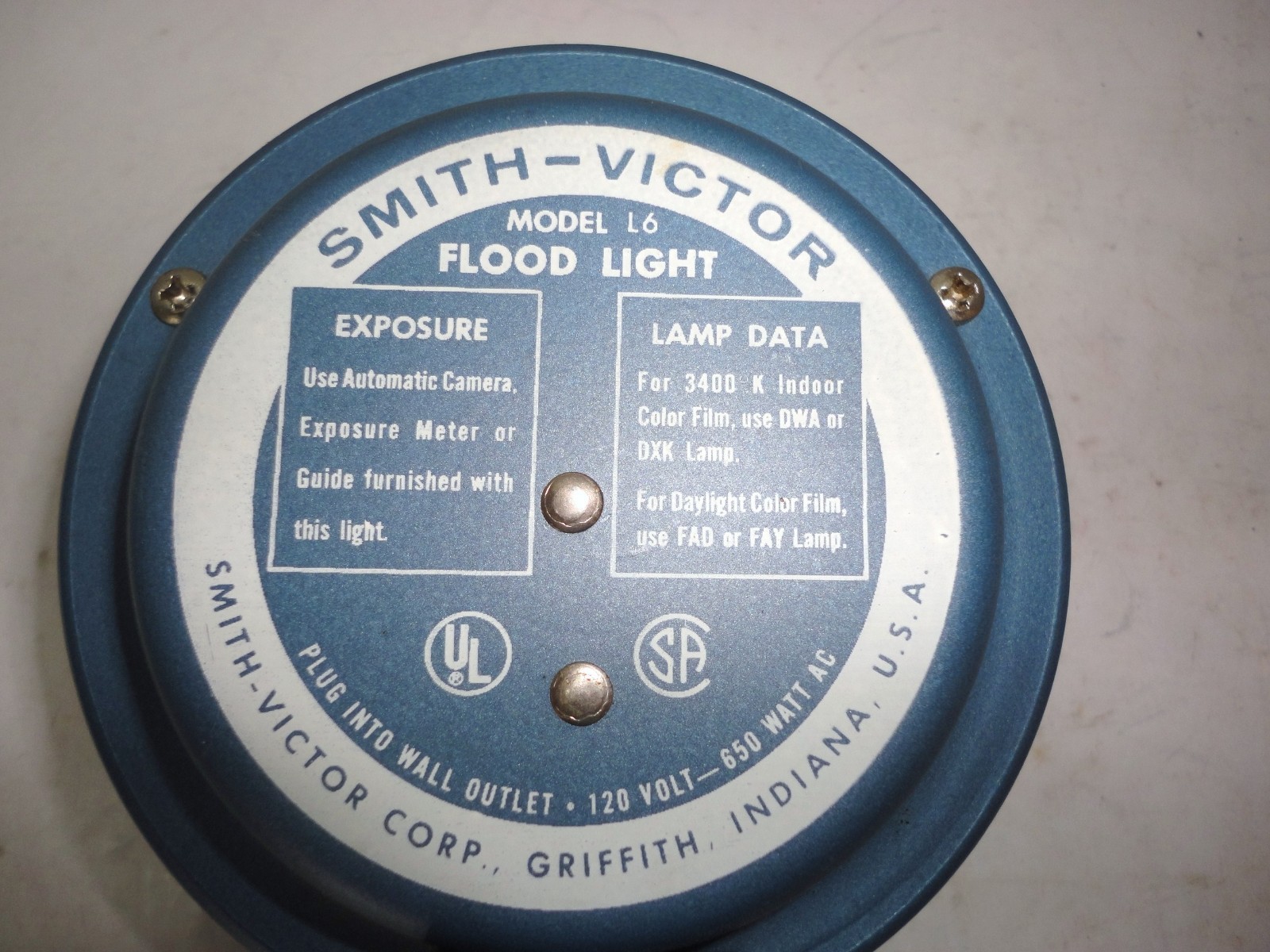 Vintage Smith Victor Flood / Spot Light Hand Held Model L6 Movie Light / Case
