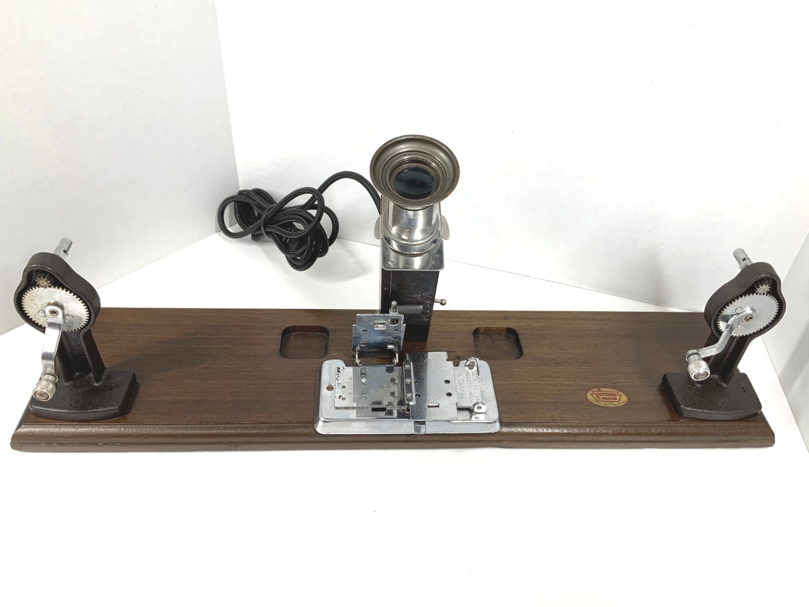 Antique Film Splicer Editor Keystone Boston Wooden Base Eyepiece And Light Works