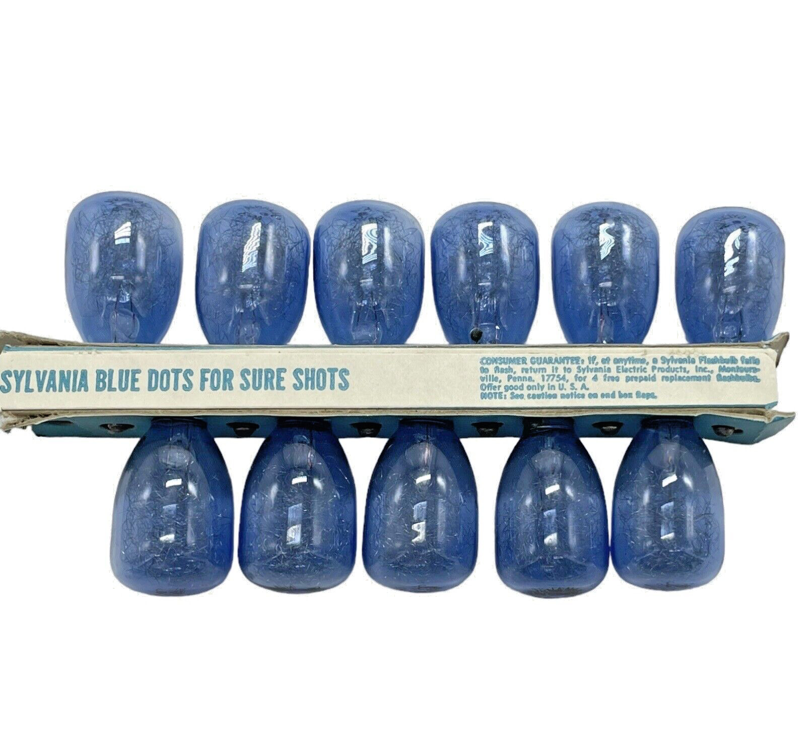 Vintage M3B Sylvania Blue Dot Soft White Flashbulbs DC-M-IC 11 USA 11 Blue Bulbs