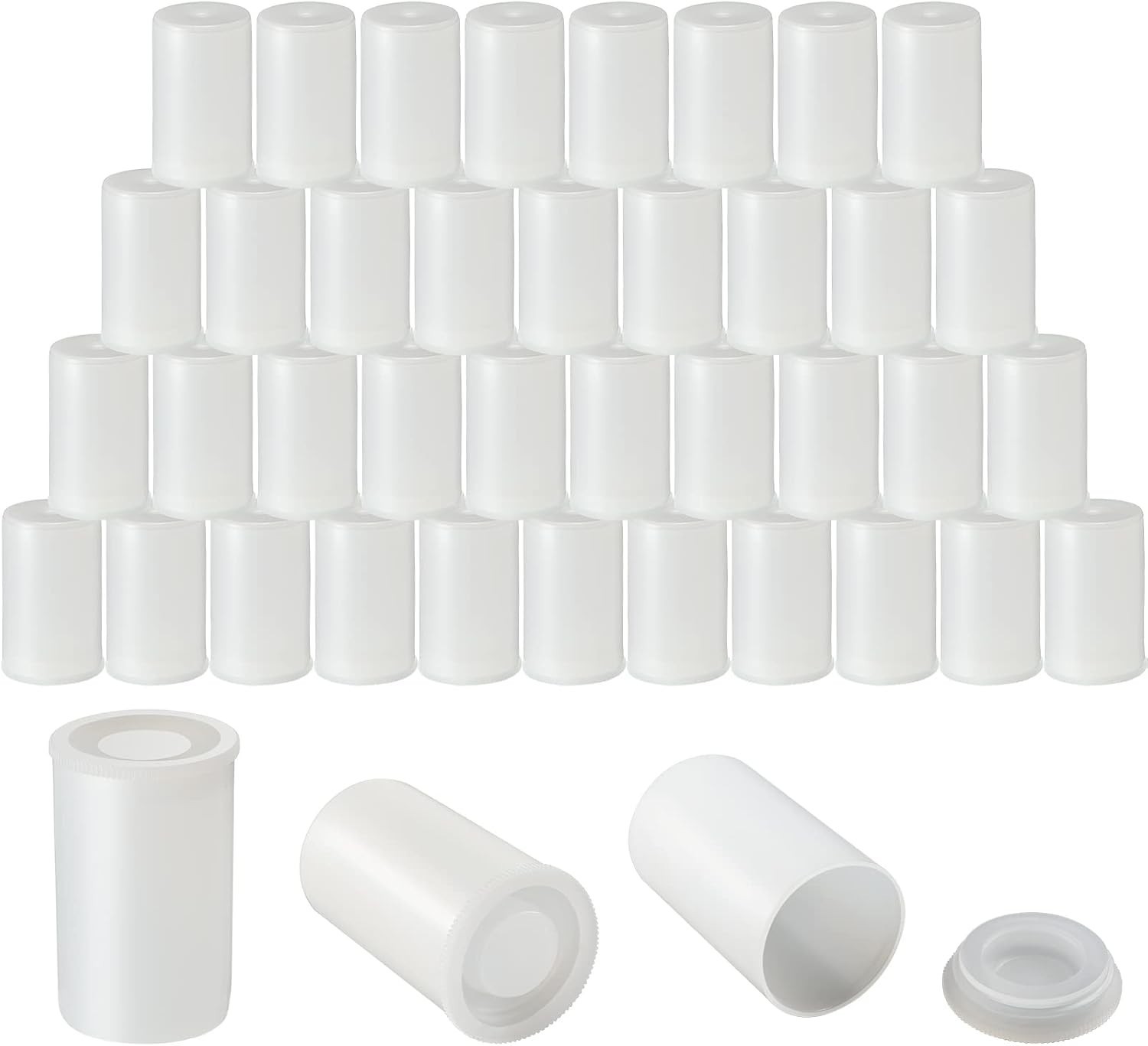 100 Pcs Plastic Film Canister Holder 35 mm Empty Camera Reel Containers Stora…