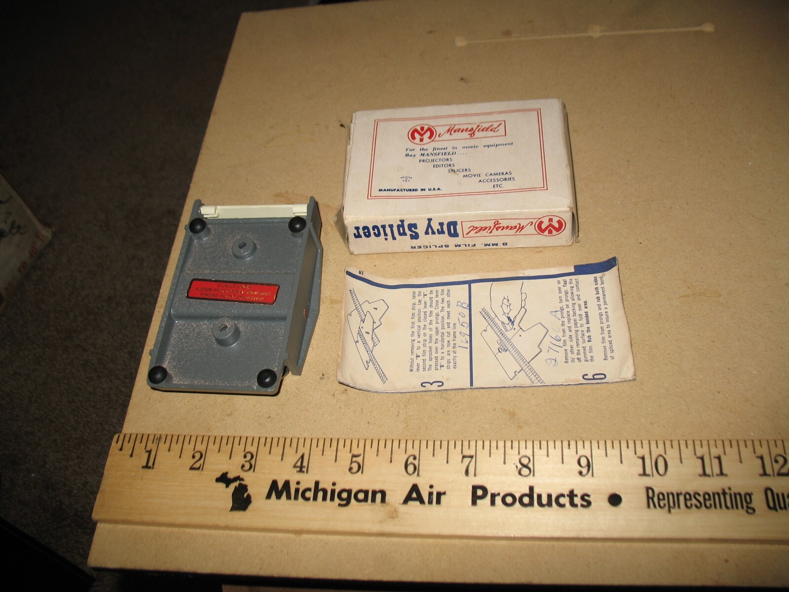 VTG MANSFIELD DRY SPLICER BUTT FILM SPLICER FOR ALL 8mm FILMS LIGHTLY USED