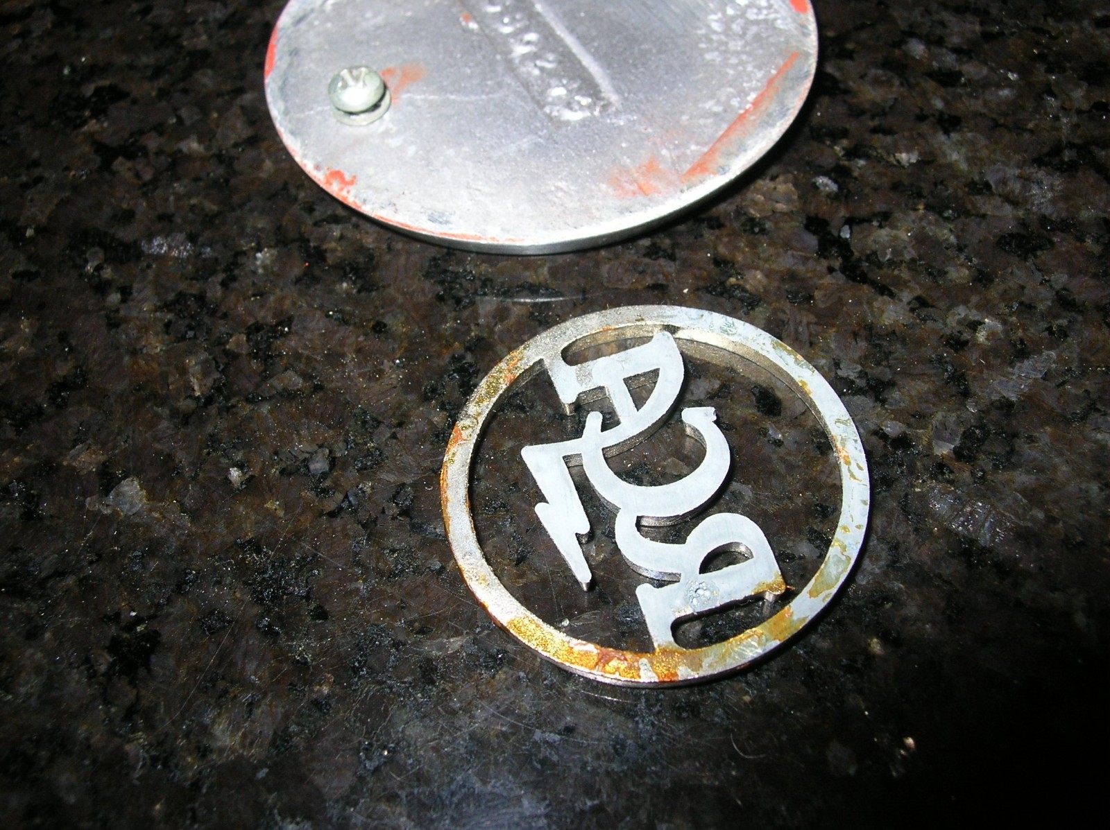 GE and RCA Broadcast Logos Metal Script Glue on Screw on Castings