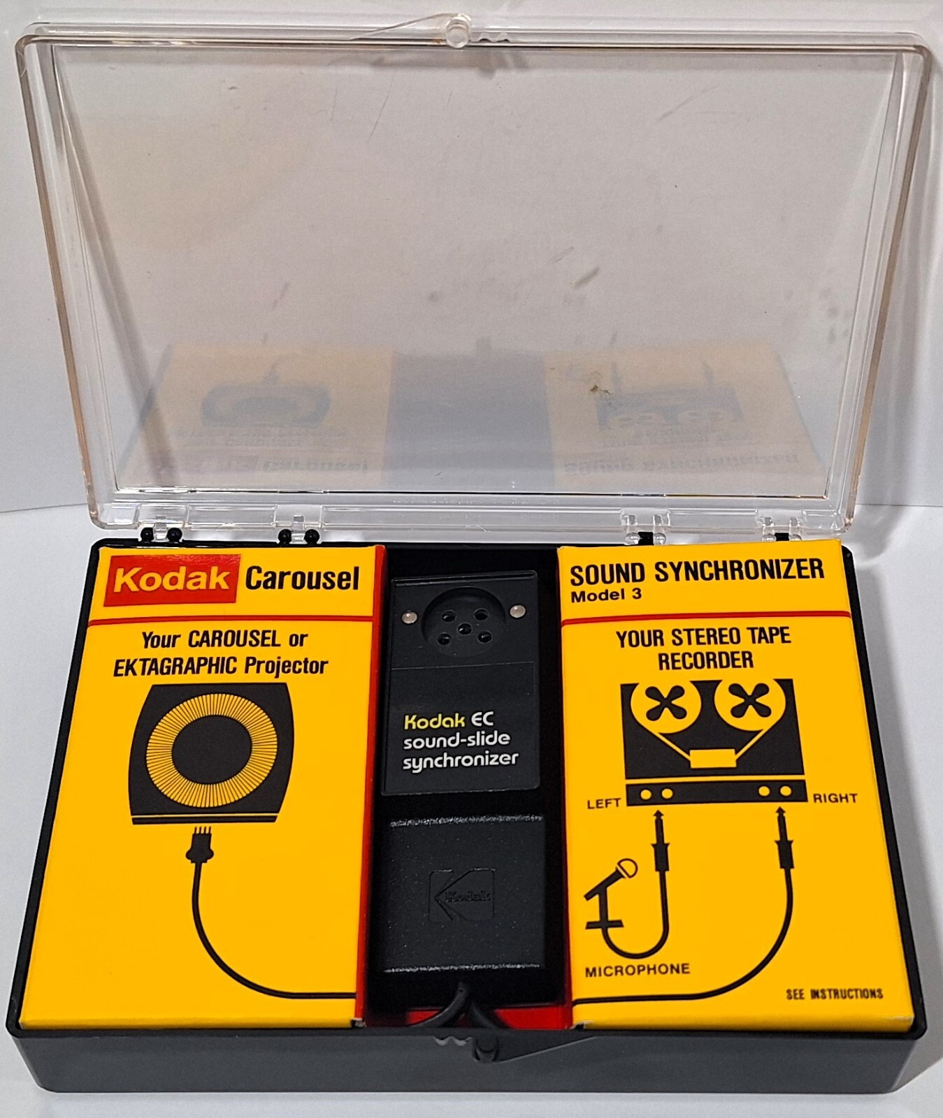 Vtg Kodak Carousel Sound Synchronizer Model 3 with Hard Case Manual and Box