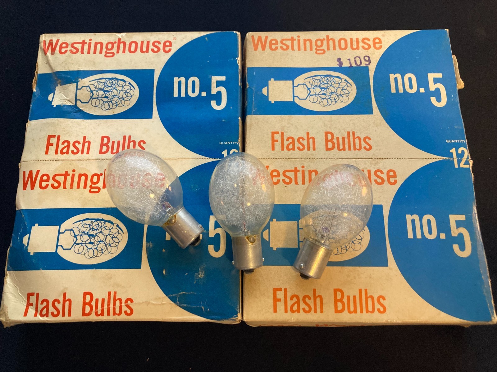 Vintage Westinghouse No. 5 Flash Bulbs Lot: 3 Sealed Sleeves + 1 Open (3 Bulbs)