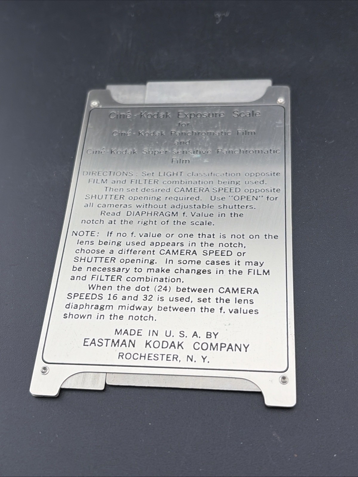 Vintage c 1930s CINE – KODAK Exposure Scale Metal