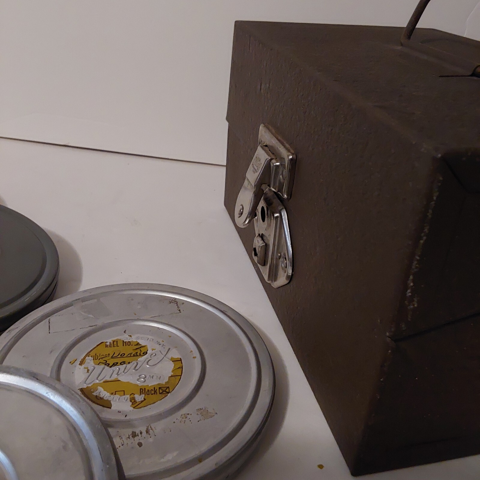Vintage Compco Metal Film Reel Storage Box 12 Slot Storage 5 Reels/Cans Included