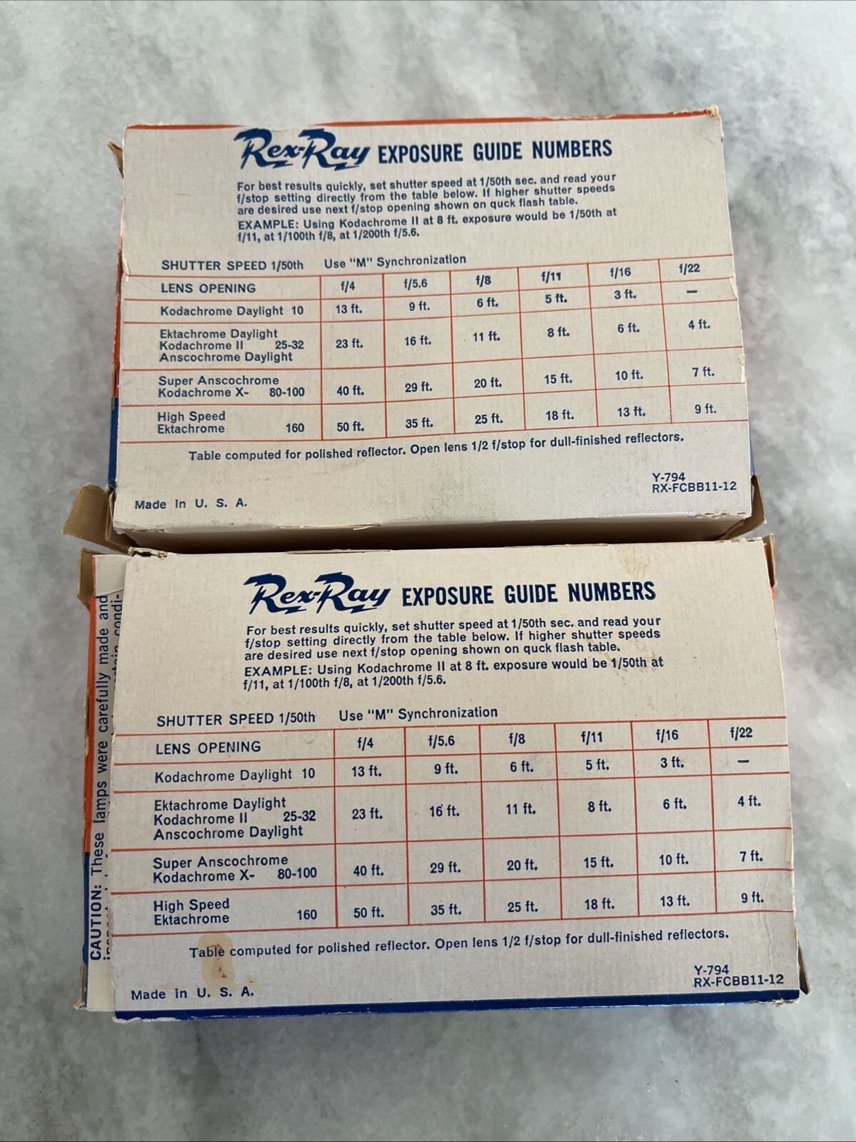 Rex-Ray No. 5B Flash Bulbs NEW Old Stock – Two Boxes of 6 Bulbs (12 Bulbs Total)