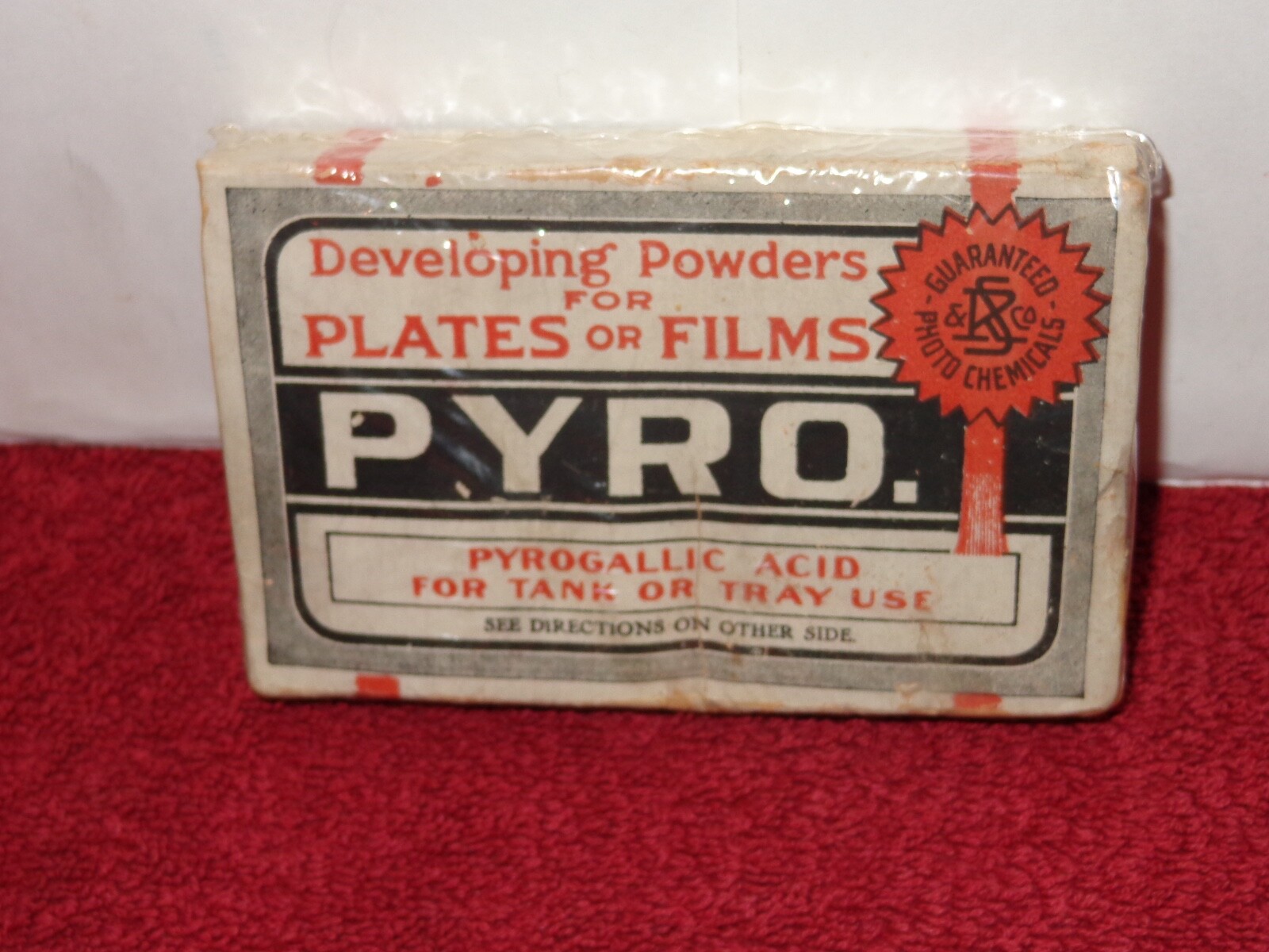 ANTIQUE 1910 PYRO NOS FILM DEVELOPING POWDER FOR A CAMERA! SEALED 115 YRS OLD B5