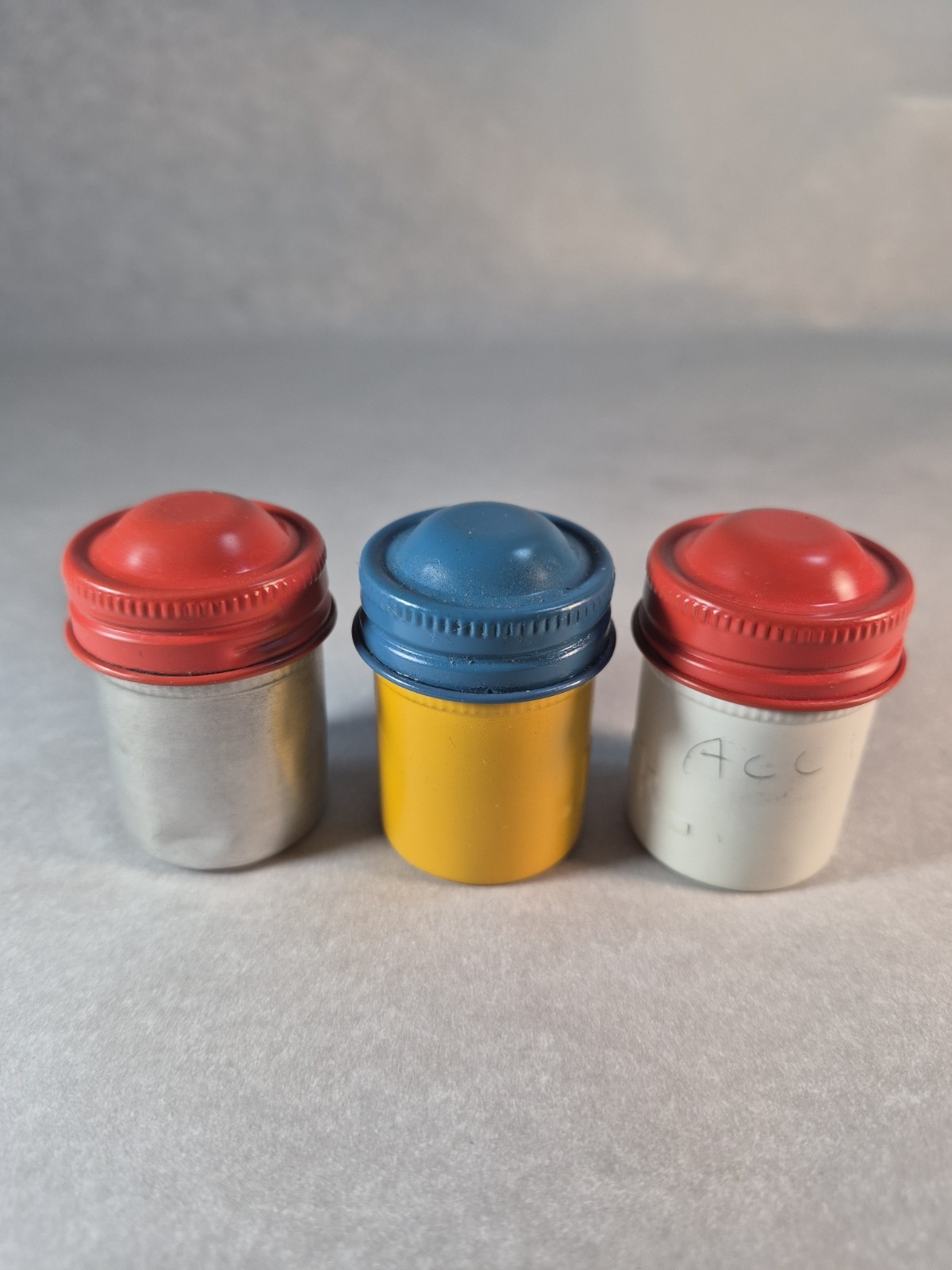 Lot of 3 Vintage Kodak 35mm Film Metal Canisters Containers Used