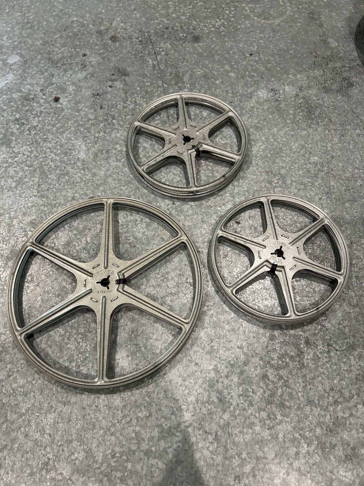 3 Vintage Tower Empty Film Reel 7” & 5”