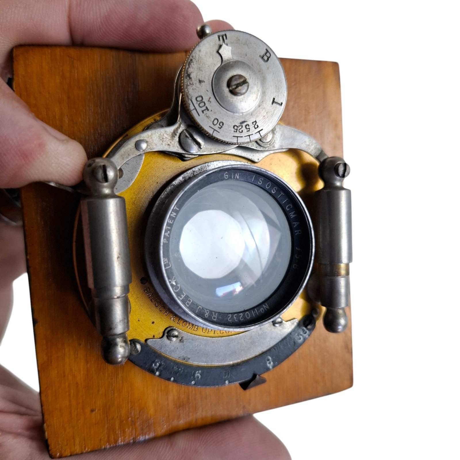 Bausch & Lomb Unicum shutter with an R. & J. Beck 6-inch Isostigmar f/5.8 lens