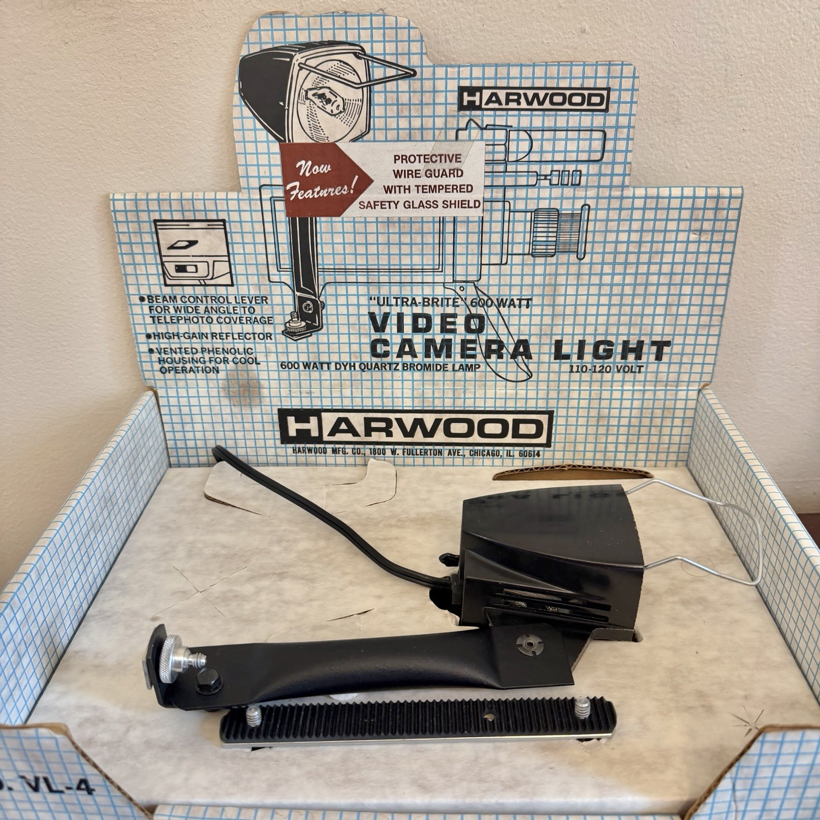 Harwood VL-4 Ultra-Brite 600W Video Camera Light Vintage Working Boxed