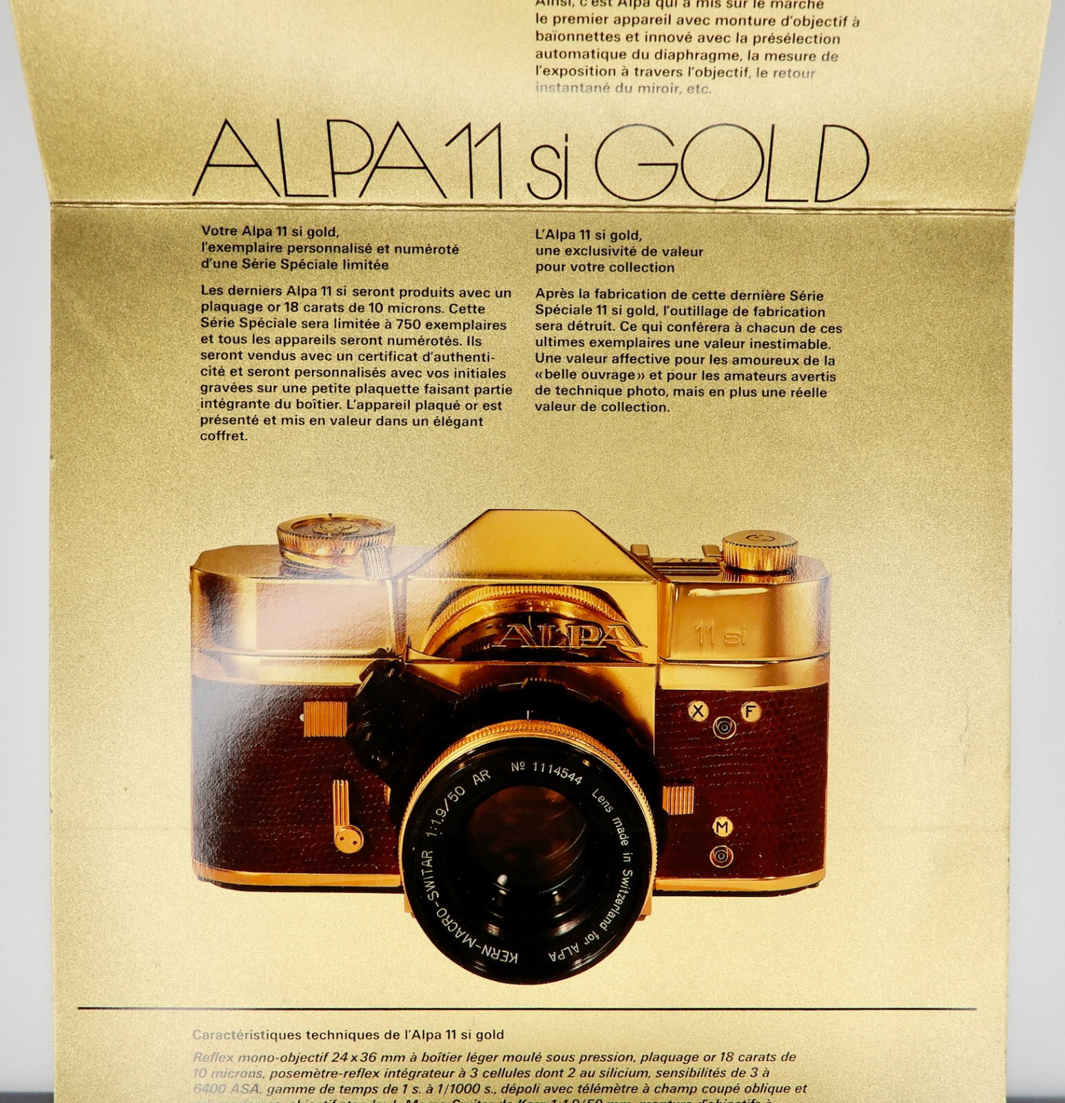 Alpa Gold 11SI Certificate ……….. Minty