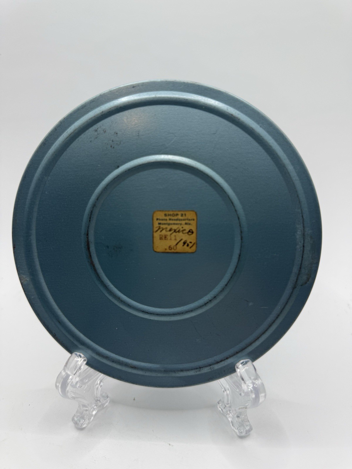 Vintage Blue Metal Film Can Canister 5 1/8″ Diameter & Film Reel