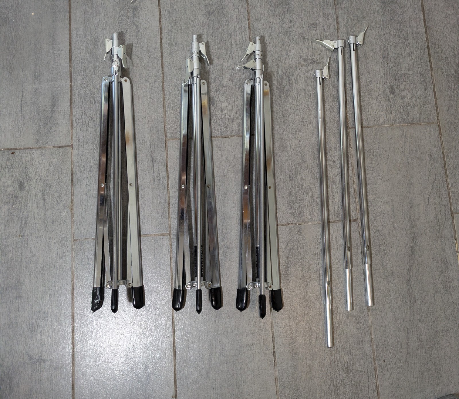 Vintage MCM Acme-Lite Senior Litepak Photo Studio 3 Light Kit Tripods Aluminum