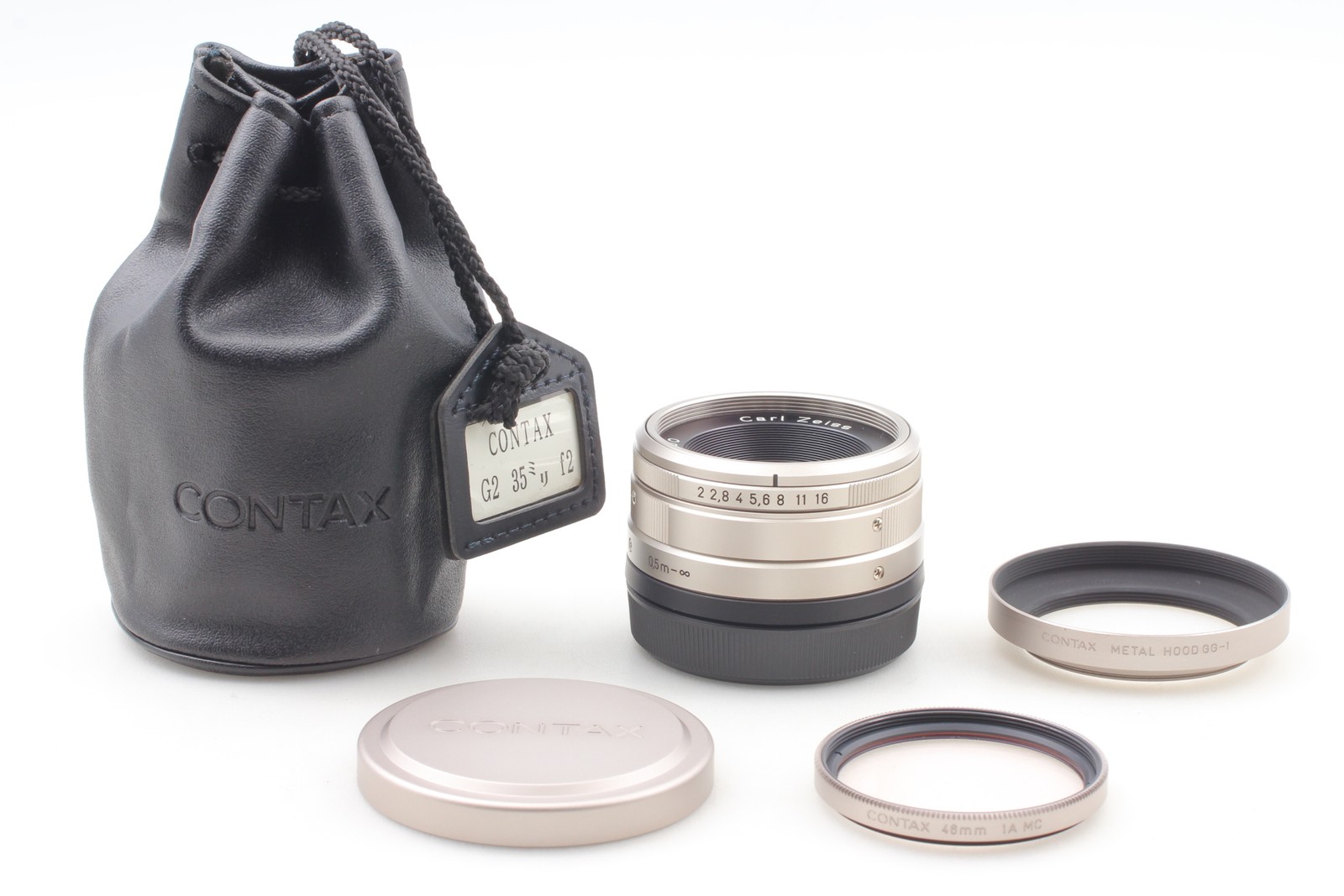 [MINT+++ w/ Hood & Case] Contax Carl Zeiss Planar T* 35mm f/2 Lens G1 G2 JAPAN