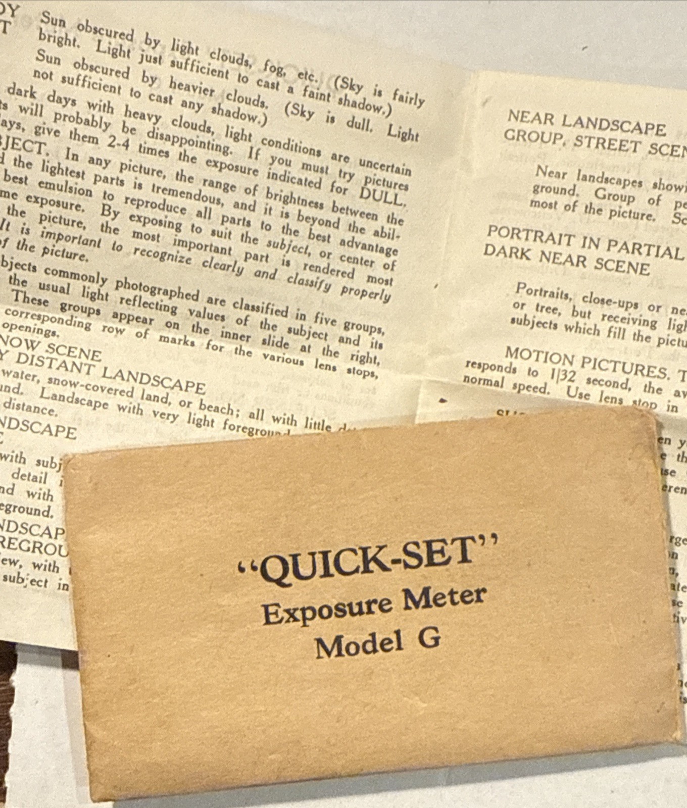 RARE ANTIQUE 1933 Photography Exposure Scale Metal “Quick-Set” Slide Meter