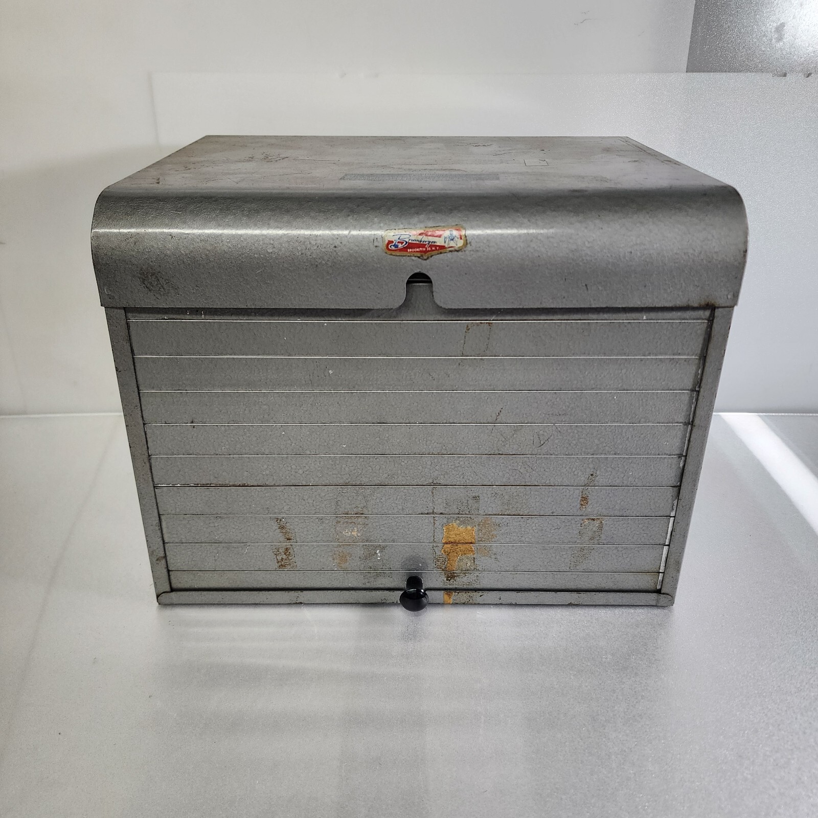 Vintage Brumberger Dark Room Roll Top Film Storage Box 12x9x9″
