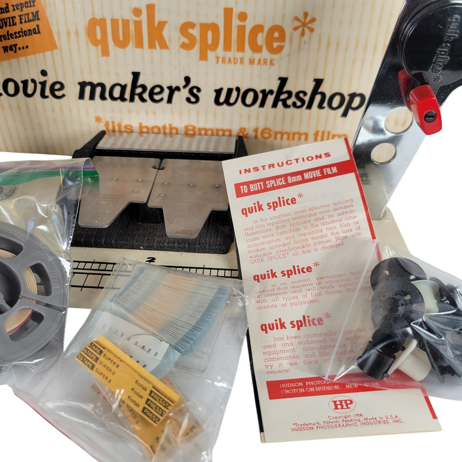 Vintage Quik Splice Movie Maker’s Workshop 8mm 16mm Film Splicing Kit w/ Box
