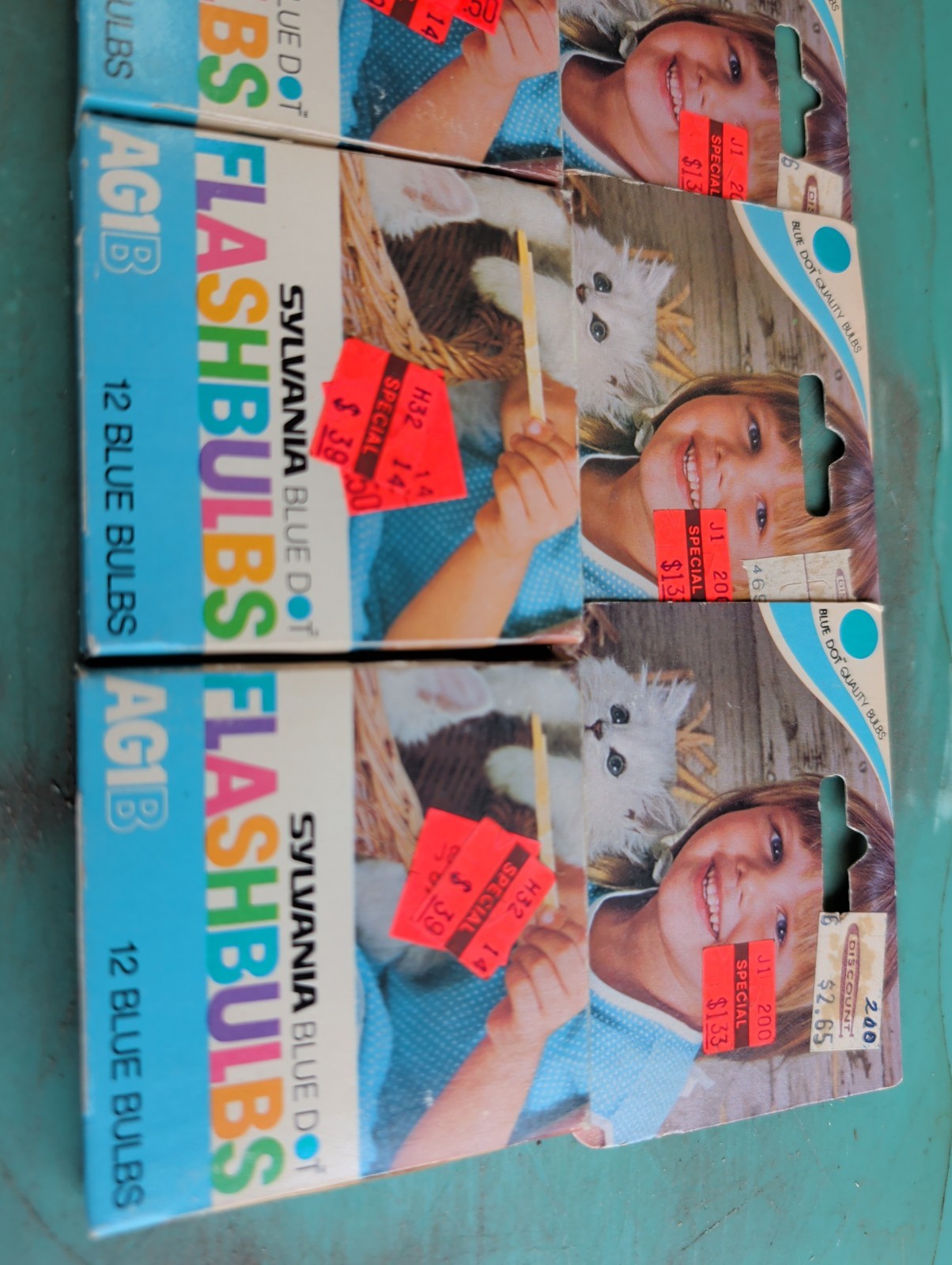 Vintage Sylvania Blue Dot Flashbulbs AG1B 3 boxes of 12 Blue bulbs 36 total Lot
